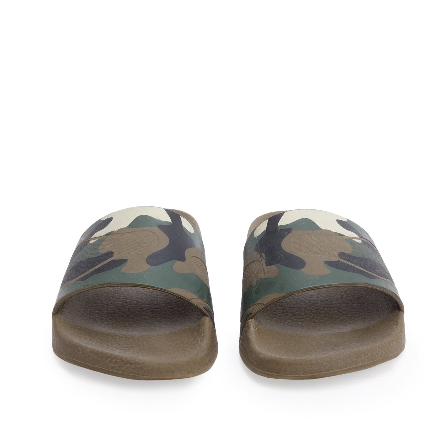 Valentino Green Camouflage Rubber Slide Sandals, Size 37