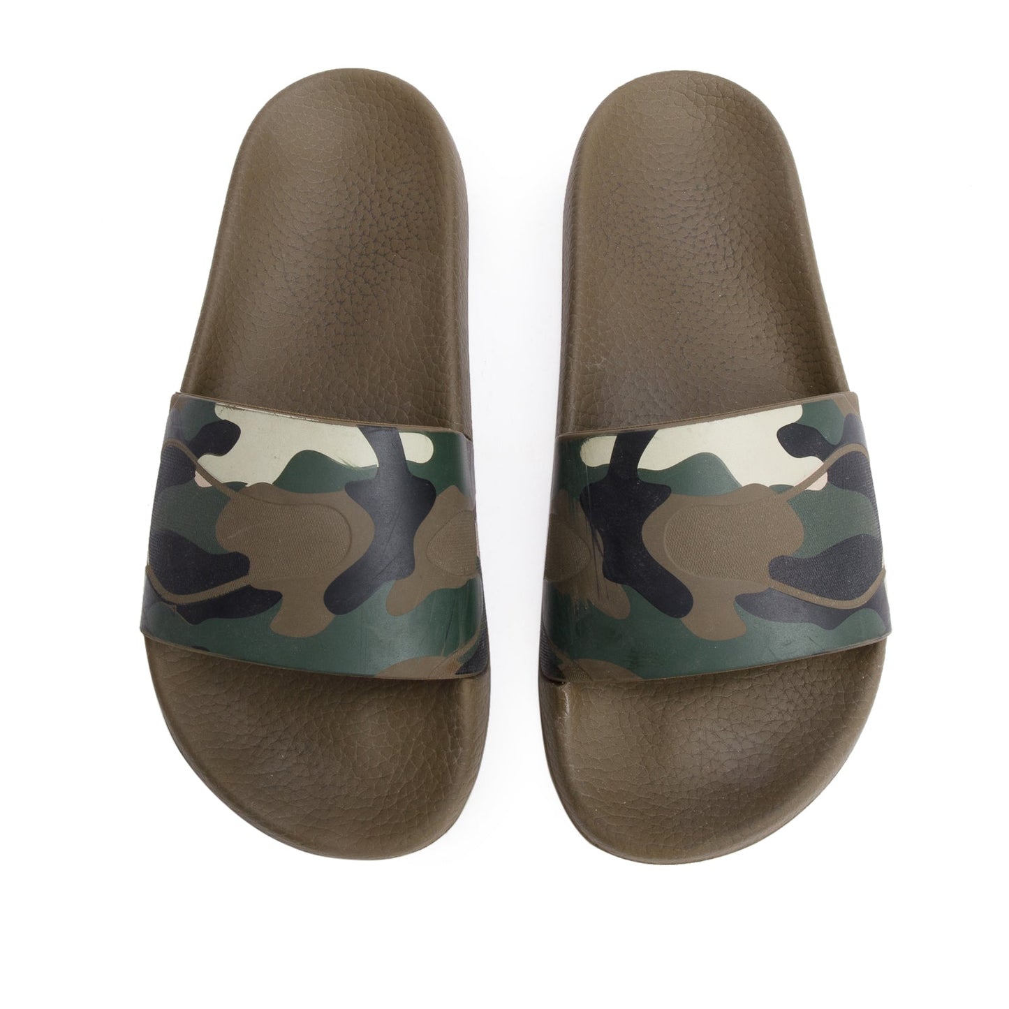 Valentino Green Camouflage Rubber Slide Sandals, Size 37
