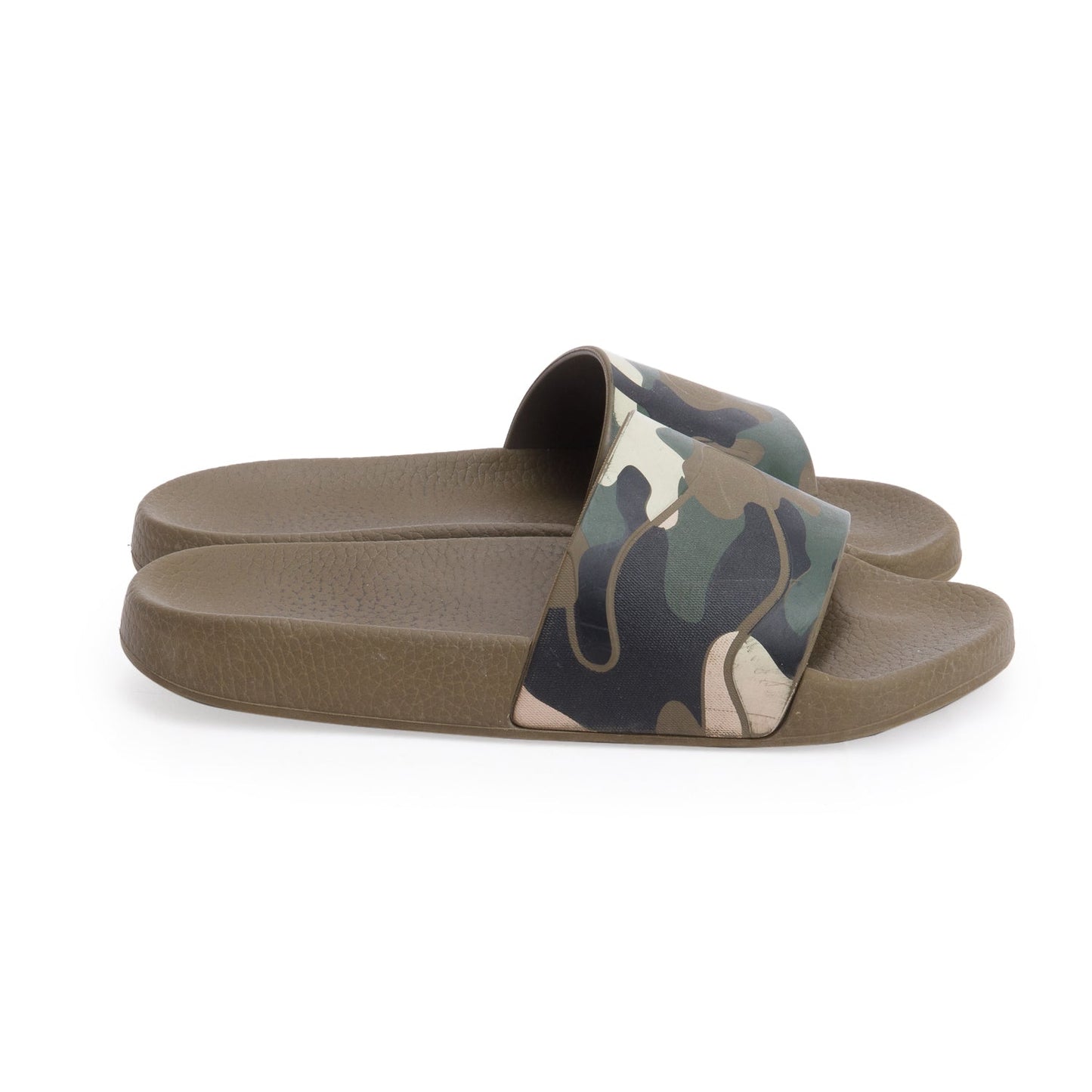 Valentino Green Camouflage Rubber Slide Sandals, Size 37