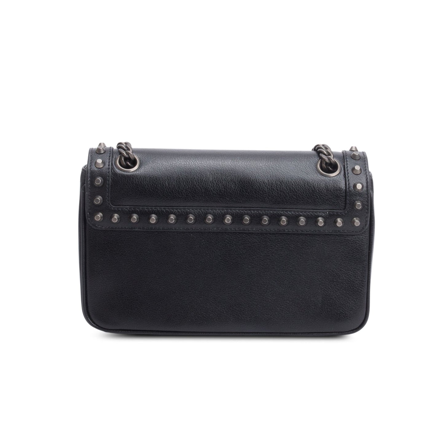 Prada Black Pattina Glace Calf Studded Crossbody Bag