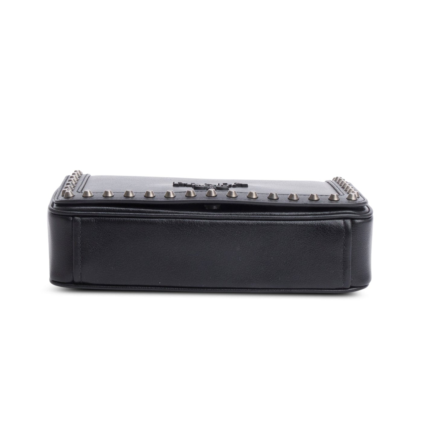 Prada Black Pattina Glace Calf Studded Crossbody Bag