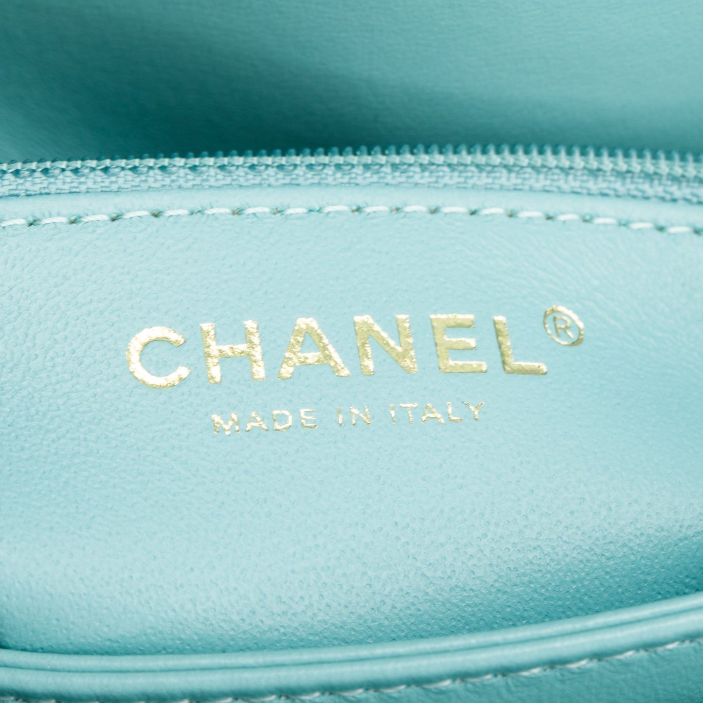 Chanel 2021 Teal Lambskin Quilted Small Trendy Top Handle Bag