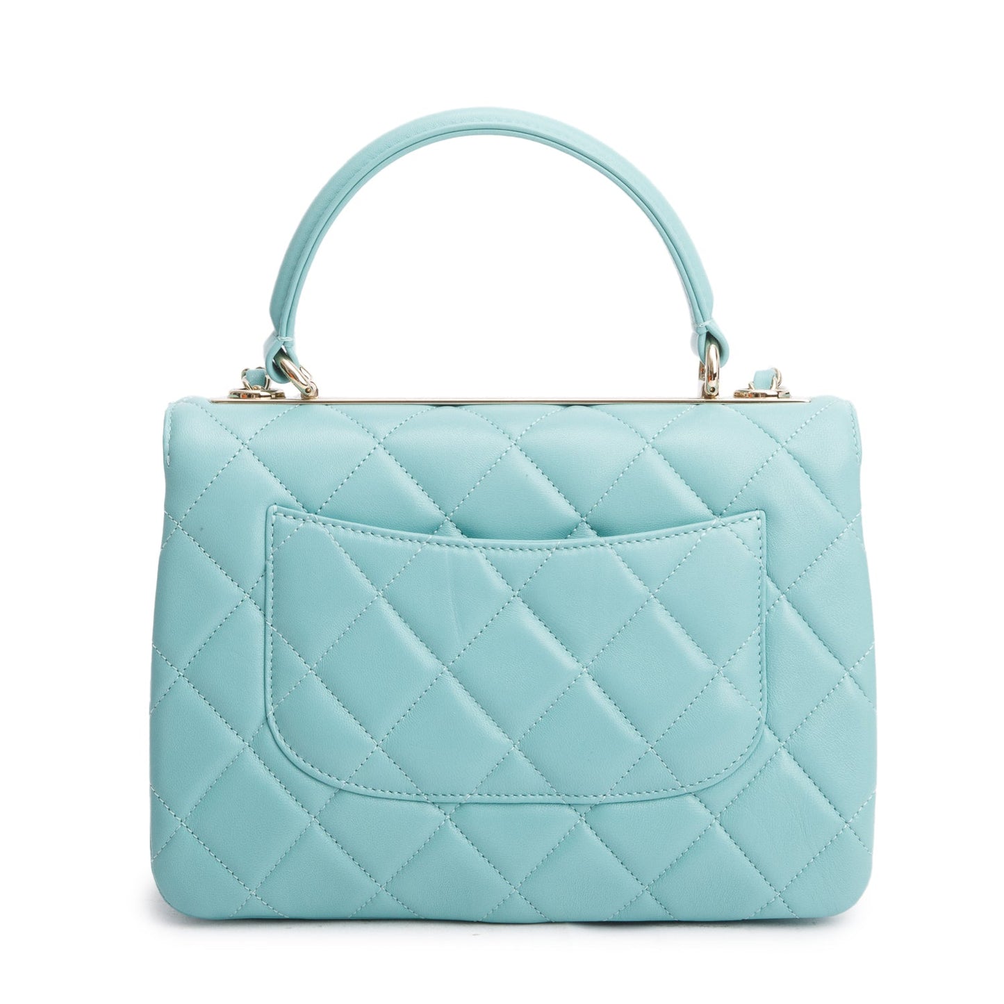Chanel 2021 Teal Lambskin Quilted Small Trendy Top Handle Bag