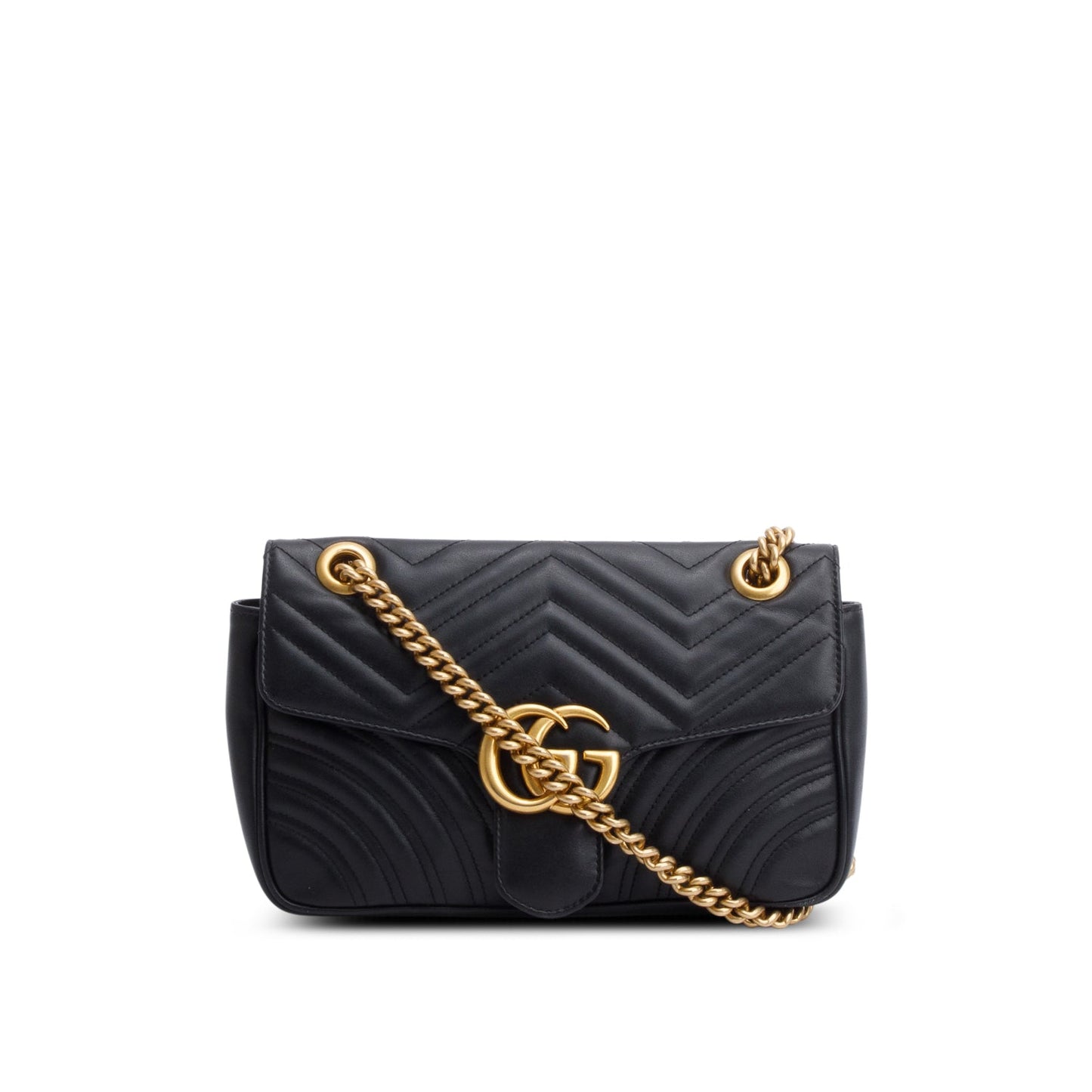 Gucci Black Leather GG Marmont Small Shoulder Bag