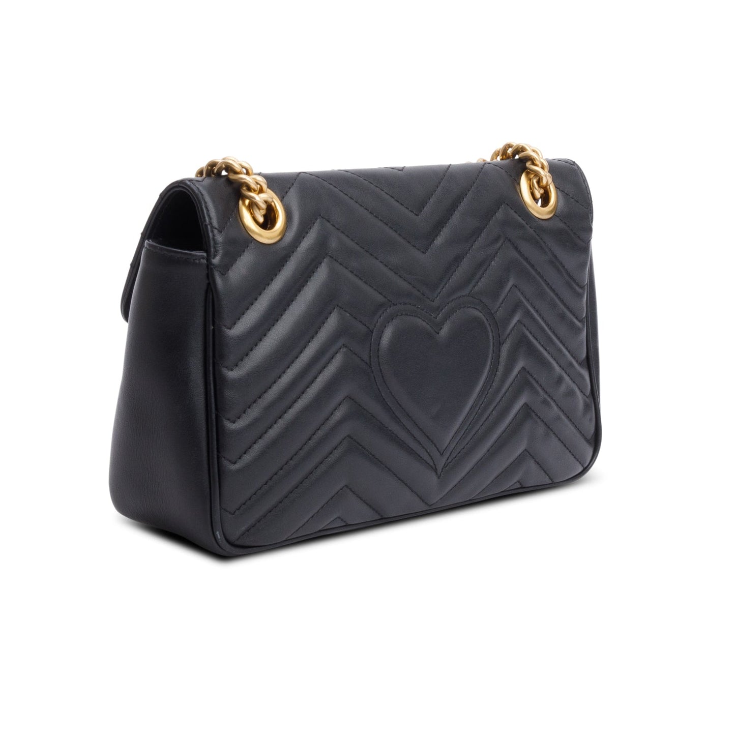 Gucci Black Leather GG Marmont Small Shoulder Bag