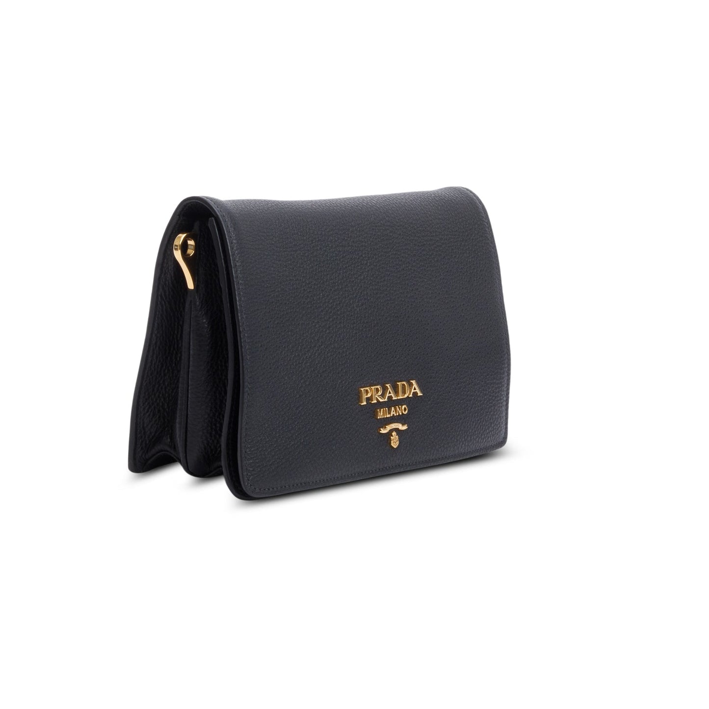 Prada Black Vitello Daino Phenix Flap Crossbody Bag