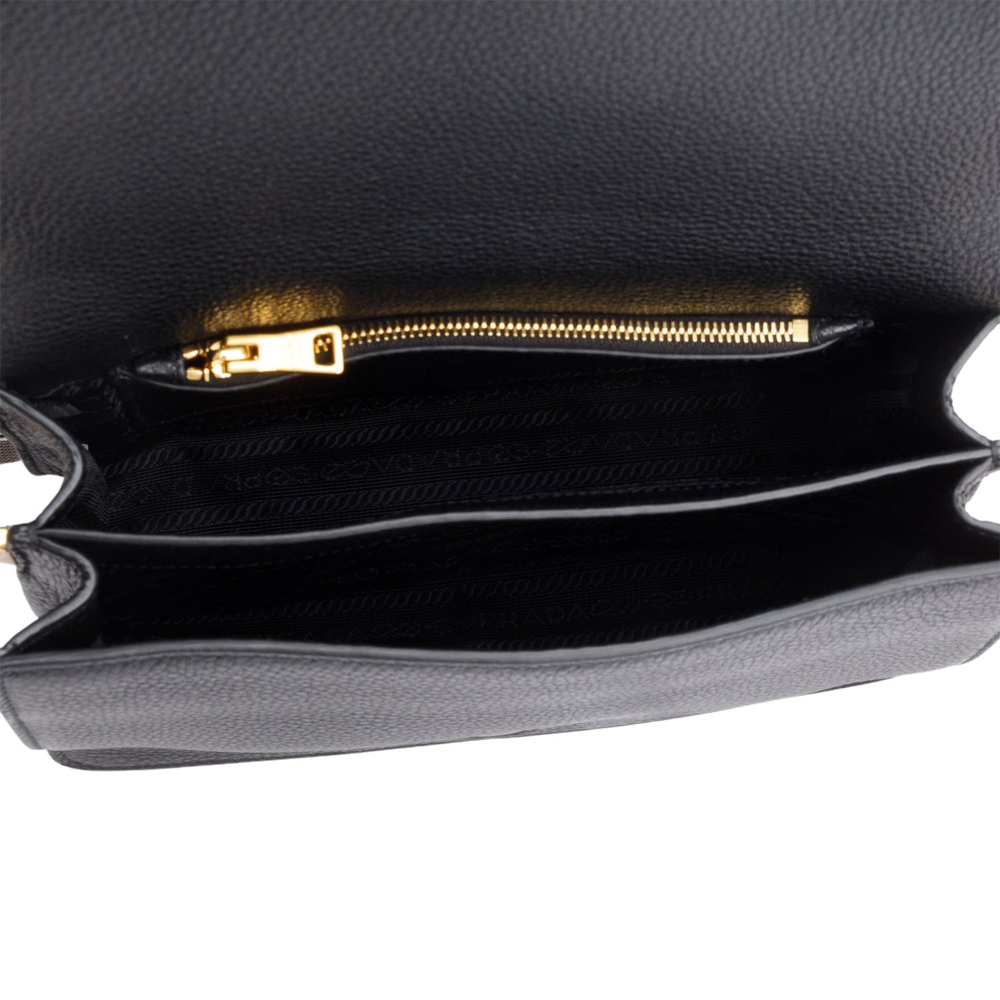 Prada Black Vitello Daino Phenix Flap Crossbody Bag