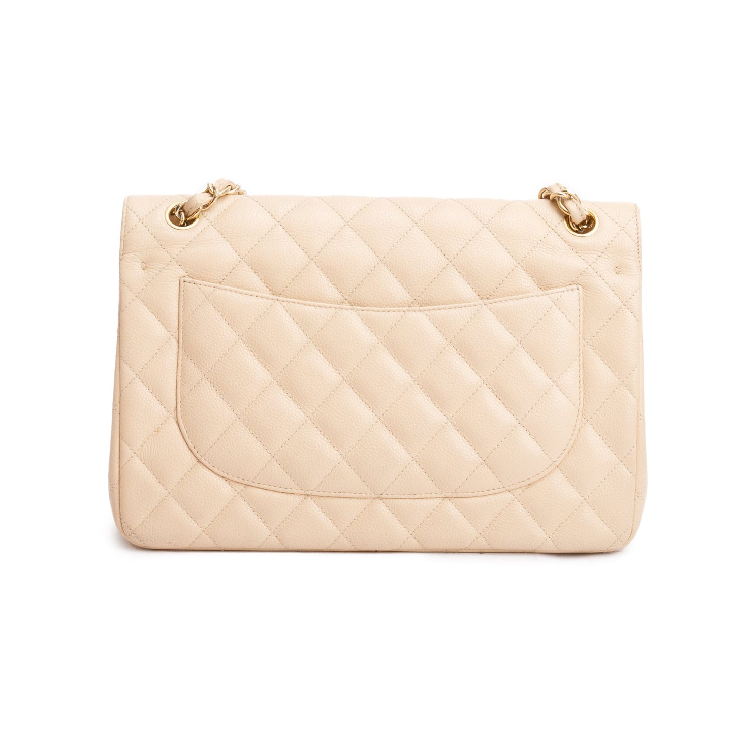 Chanel Beige Quilted Caviar Leather Classic Jumbo Double Flap Bag
