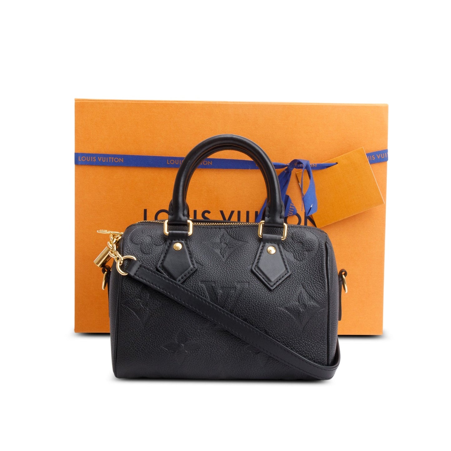 Louis Vuitton Black Monogram Empreinte Leather Speedy Bandouliere 20