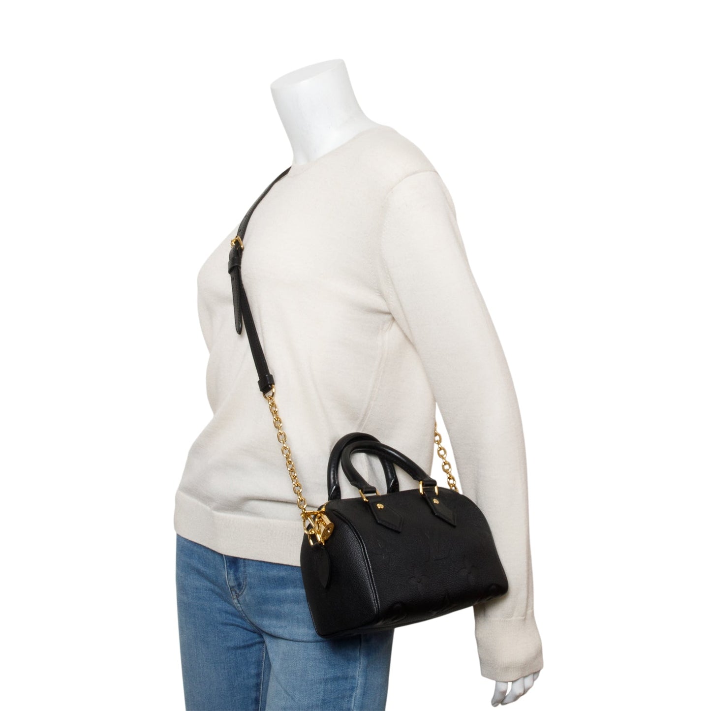 Louis Vuitton Black Monogram Empreinte Leather Speedy Bandouliere 20