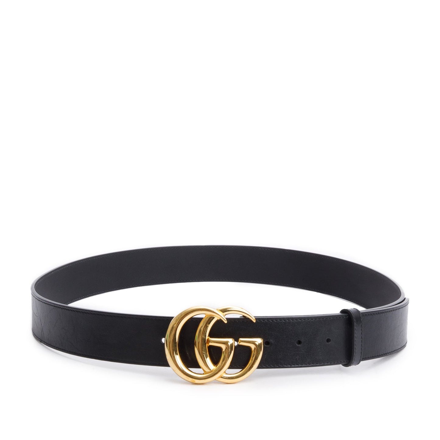Gucci GG Marmont Black Wide Leather Shiny Buckle Belt 115 44