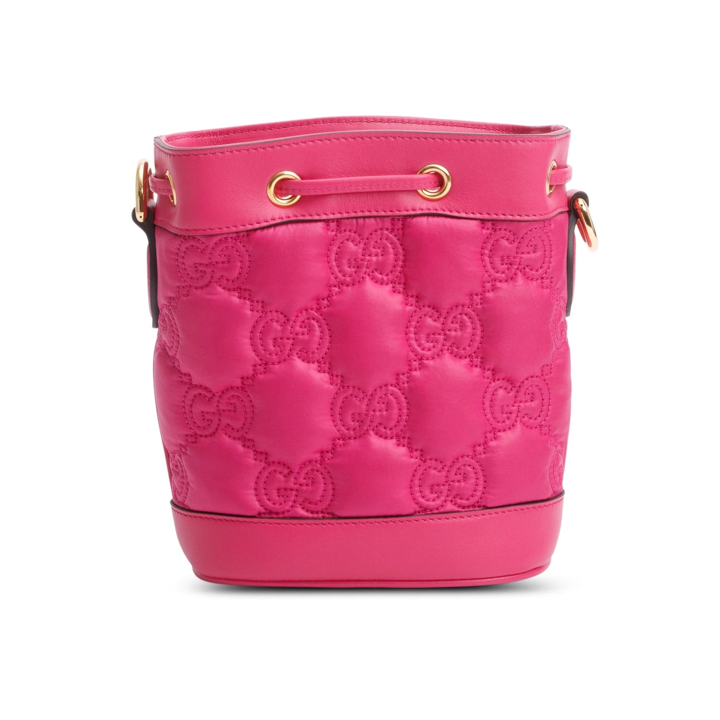 Gucci Pink Nylon Calfskin Enamel GG Bucket Bag