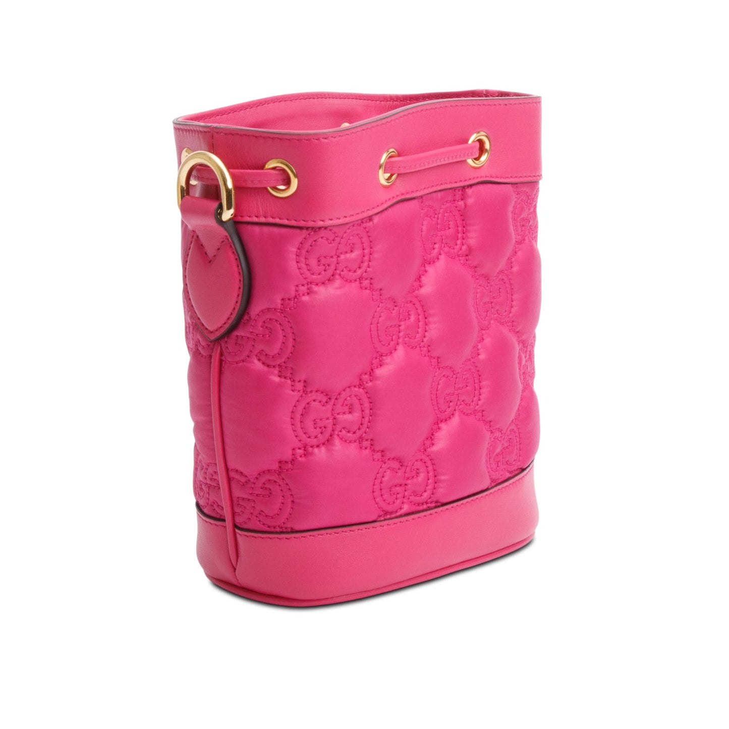 Gucci Pink Nylon Calfskin Enamel GG Bucket Bag