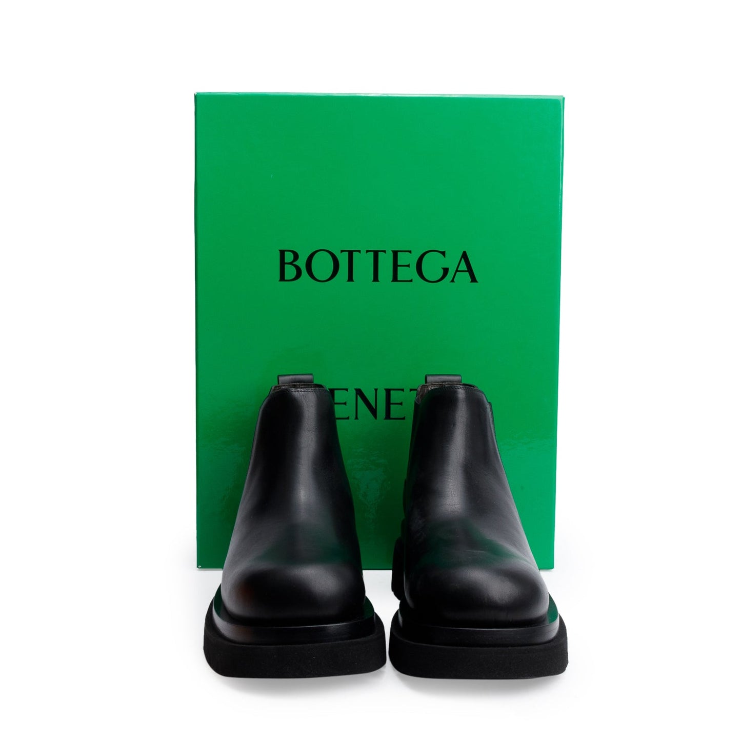 Bottega Veneta Black Leather Lug Chelsea Ankle Boots, Men's Size 44