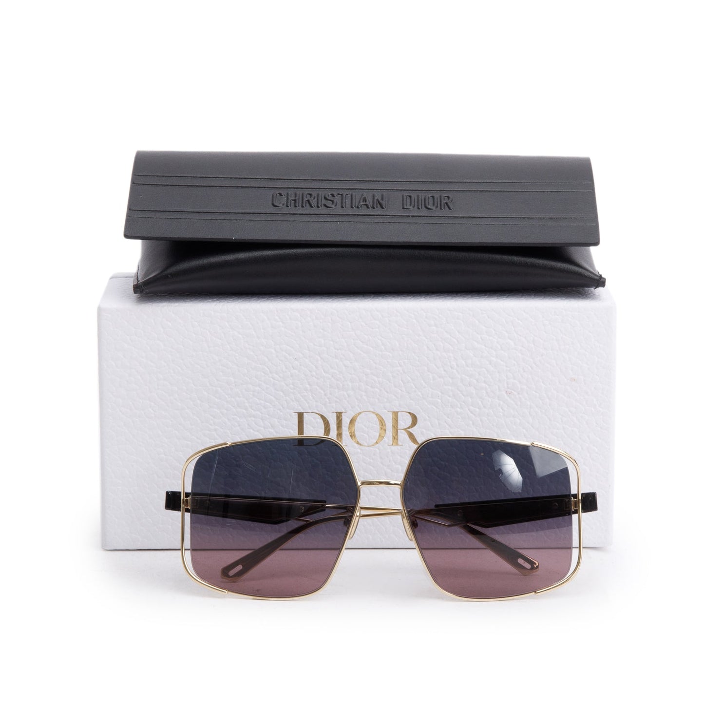 Christian Dior Black Acetate Gold Tone Metal ArchiDior S1U Square Sunglasses