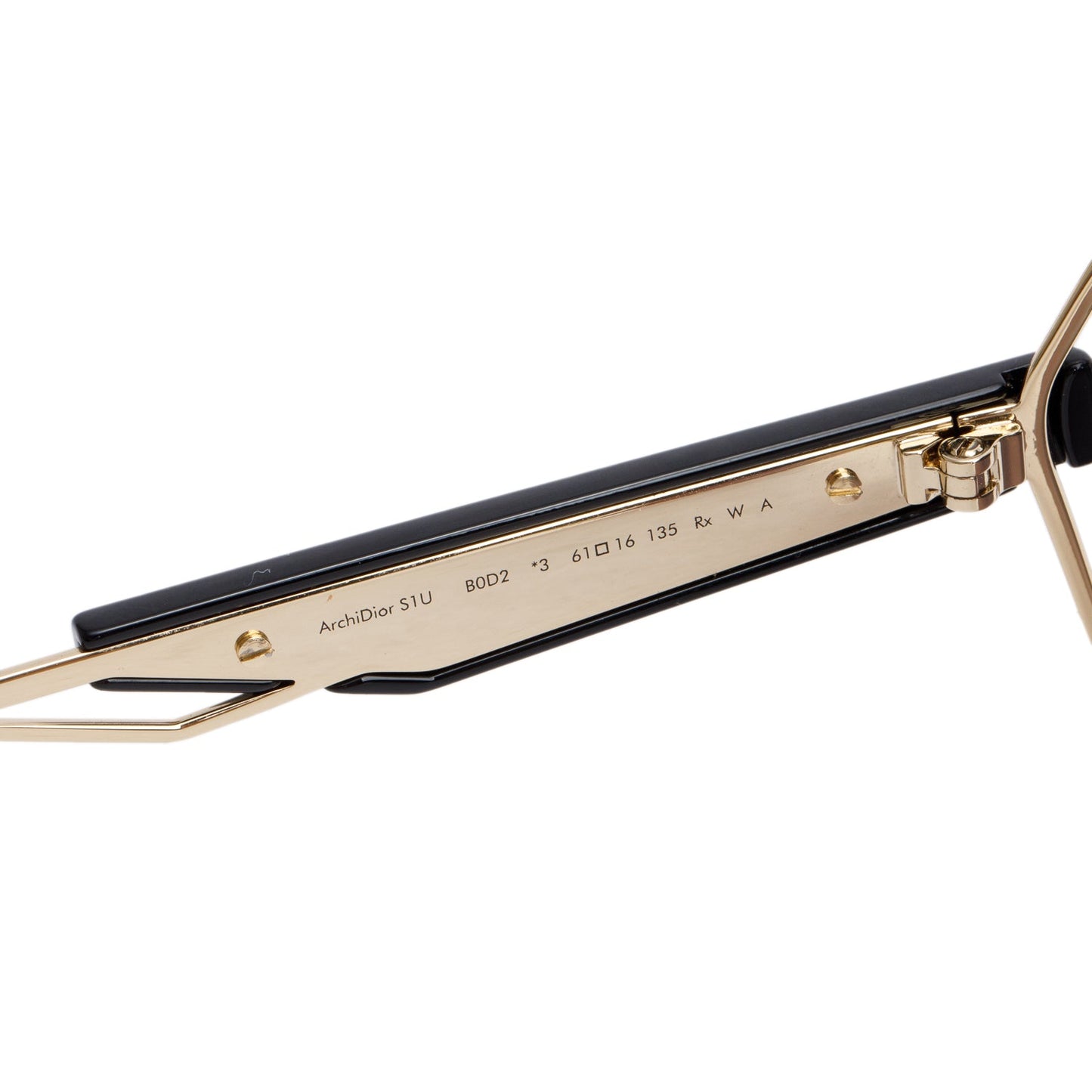 Christian Dior Black Acetate Gold Tone Metal ArchiDior S1U Square Sunglasses