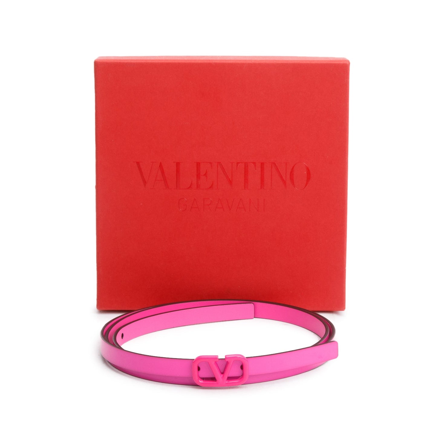 Valentino Pink Patent Leather Vlogo Signature Thin Belt, 90 36