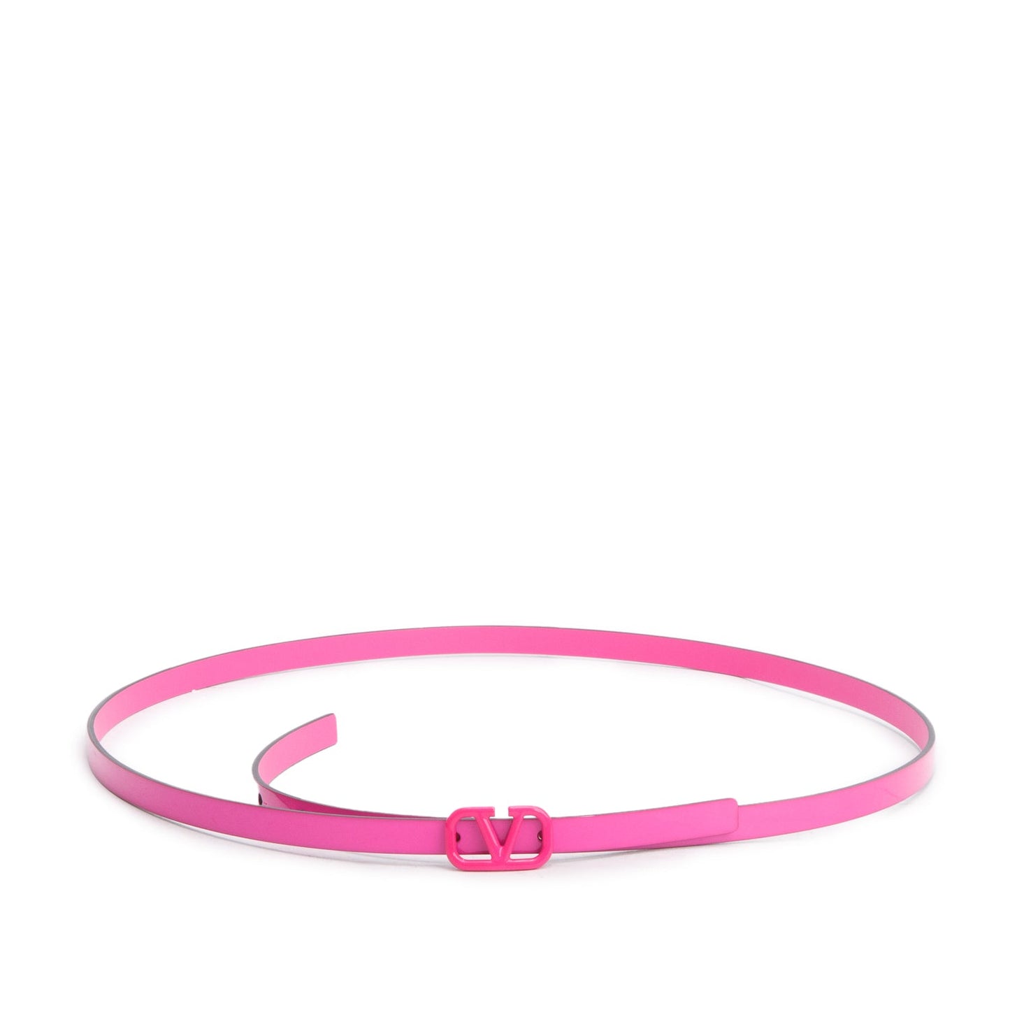 Valentino Pink Patent Leather Vlogo Signature Thin Belt, 90 36