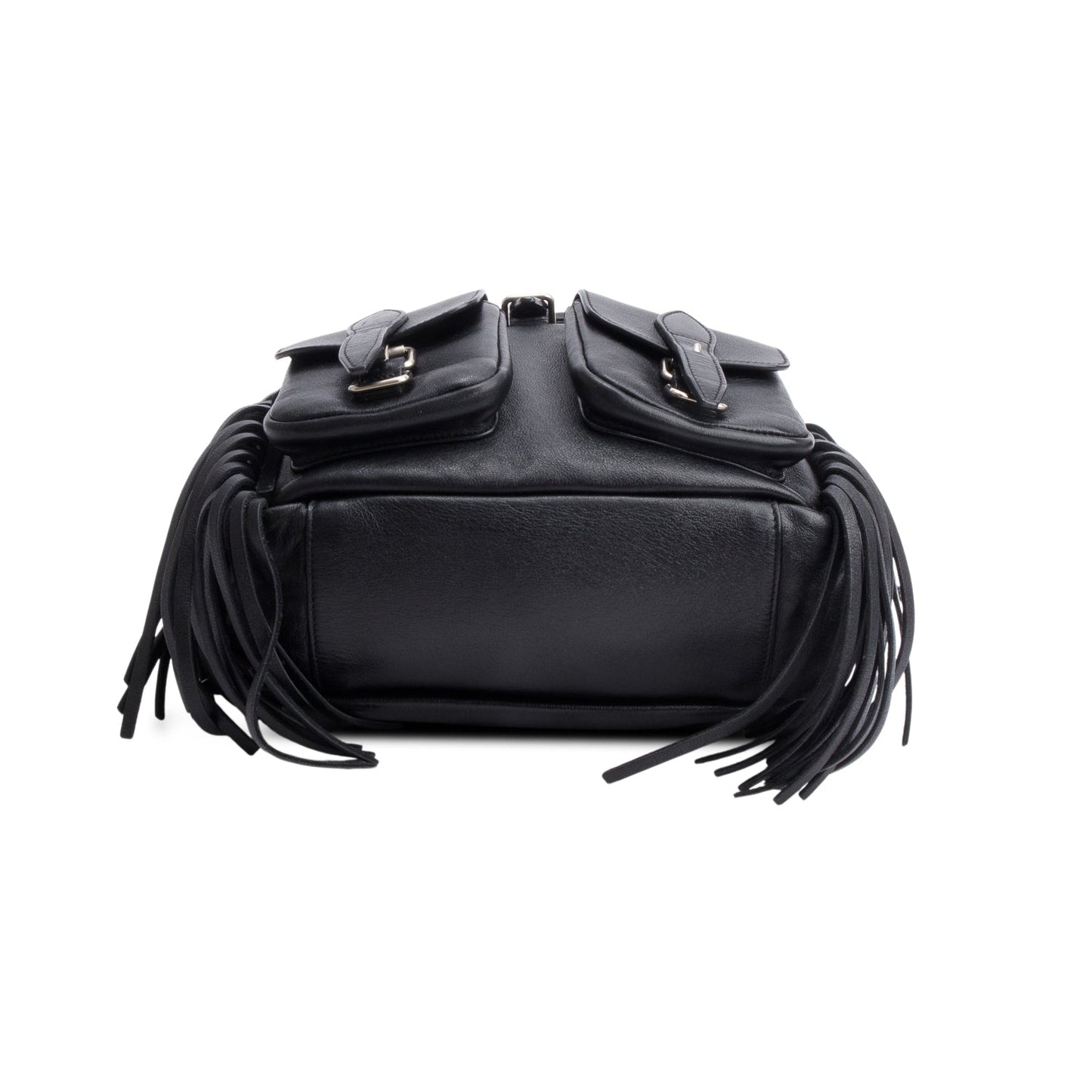 Saint Laurent Black Calfskin Fringe Festival Backpack