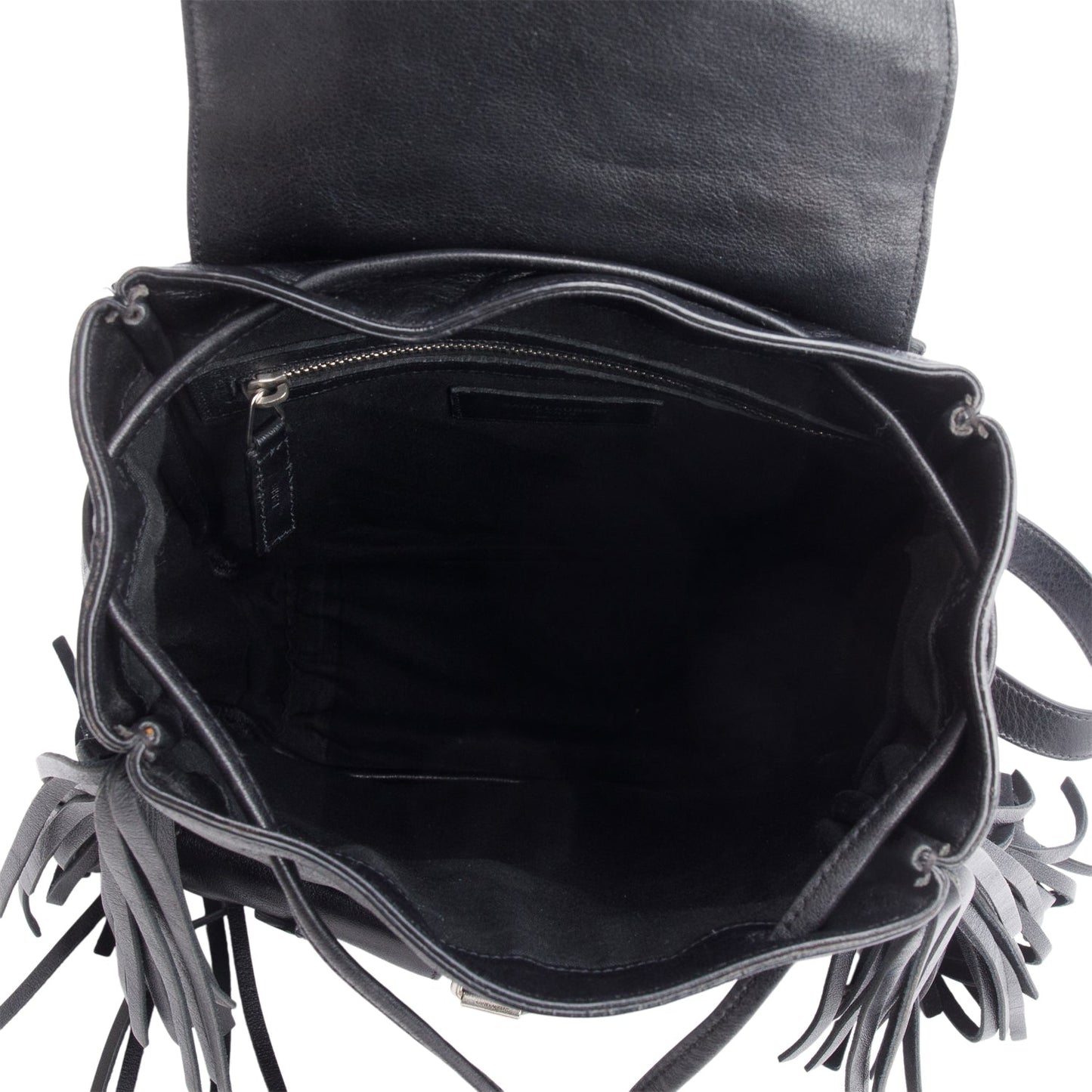 Saint Laurent Black Calfskin Fringe Festival Backpack