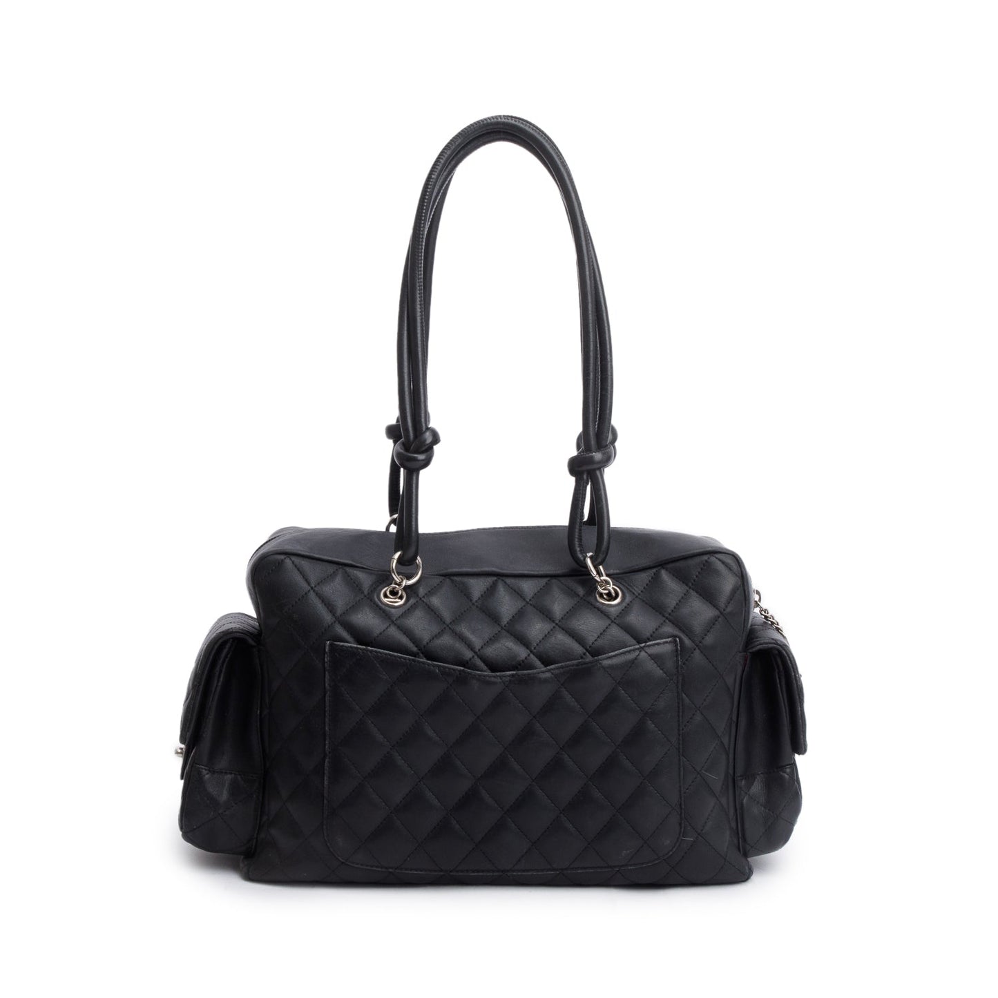 Chanel Black Lambskin Quilted Ligne Cambon Reporter Bag