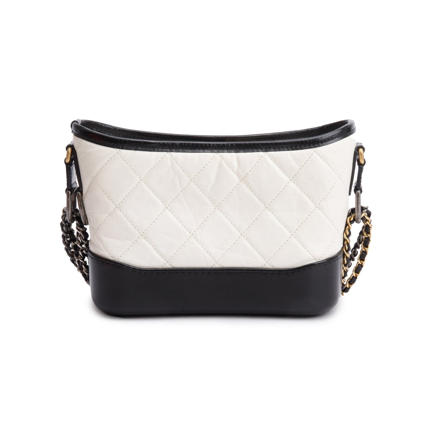 Chanel Black & White Aged Calfskin Leather Small Gabrielle Hobo