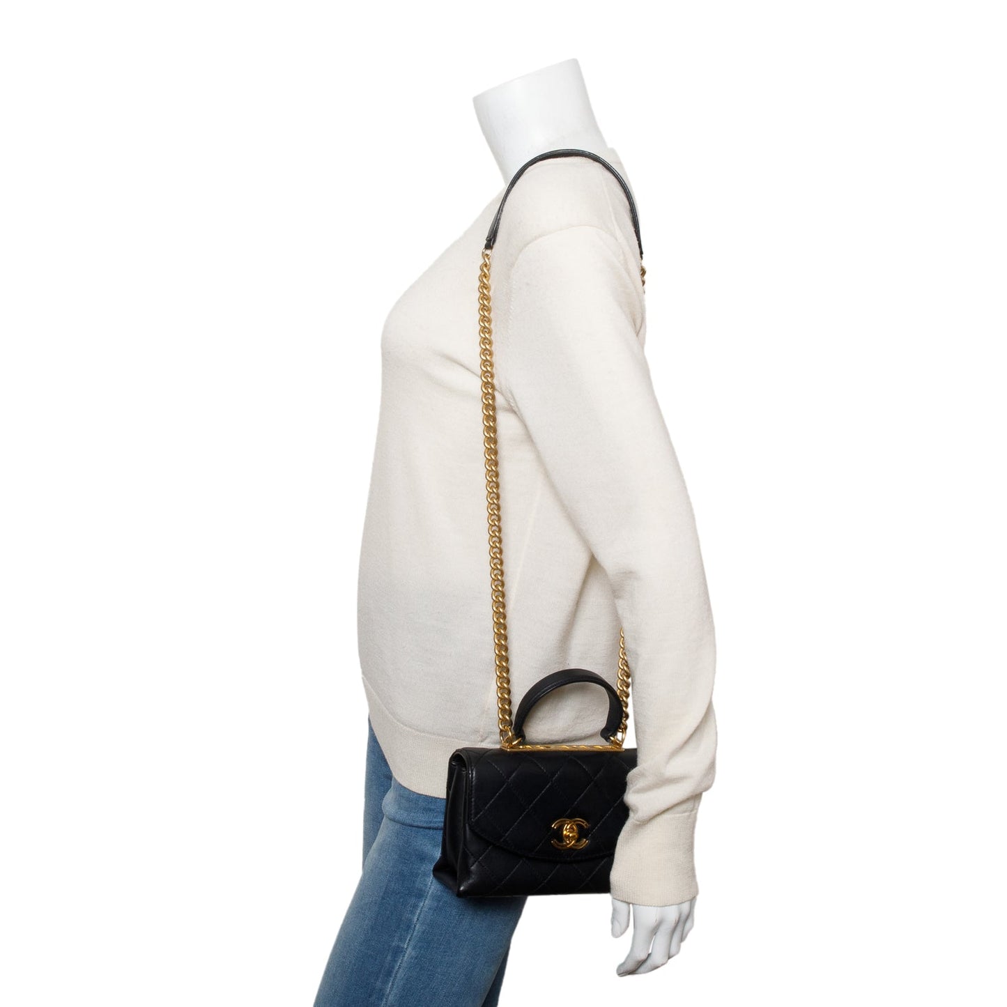 Chanel Black Quilted Lambskin Small Trendy Spirit Flap Handle Bag