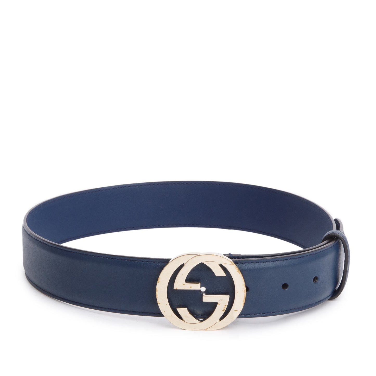 Gucci Blue Leather Interlocking G Belt, 70 28