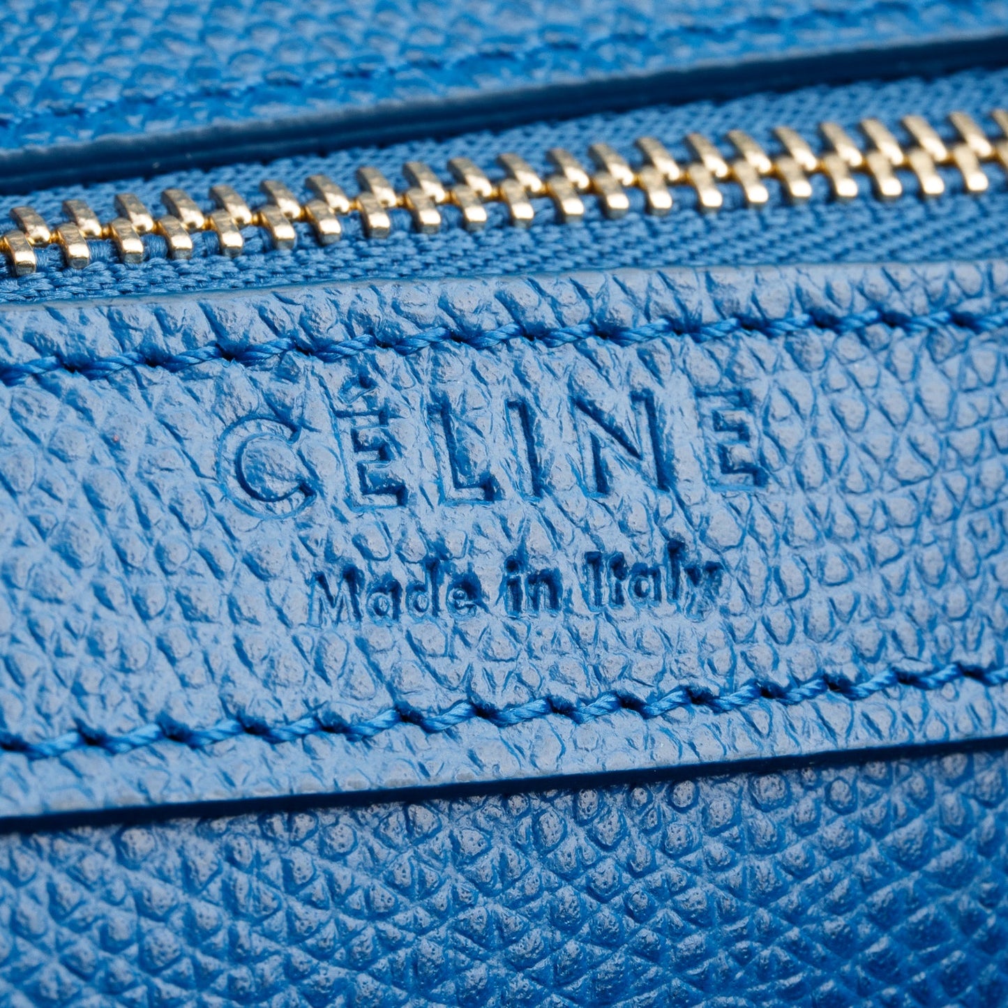 Celine Blue Grained Calfskin Small Vertical Cabas Tote