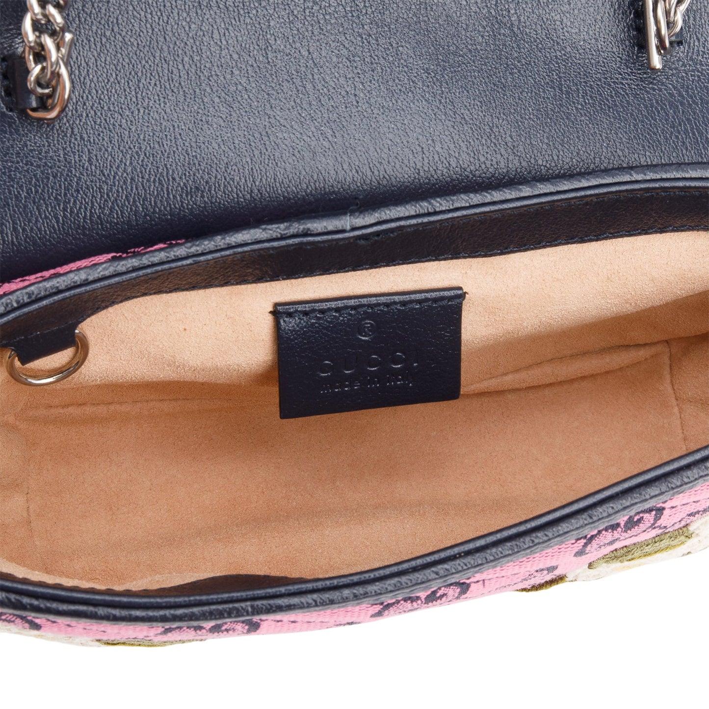 Gucci Pink Monogram Matelasse Floral Embroidered Super Mini GG Marmont Shoulder Bag