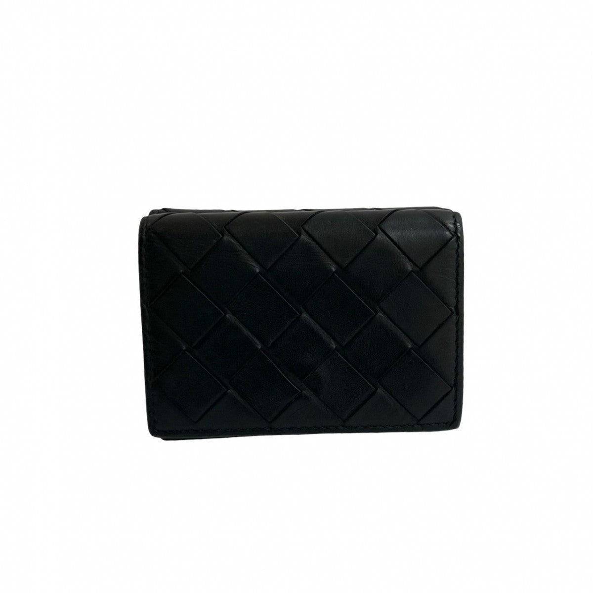 BOTTEGAVENETA Tri-fold wallet leather black INTRECCIATO Women