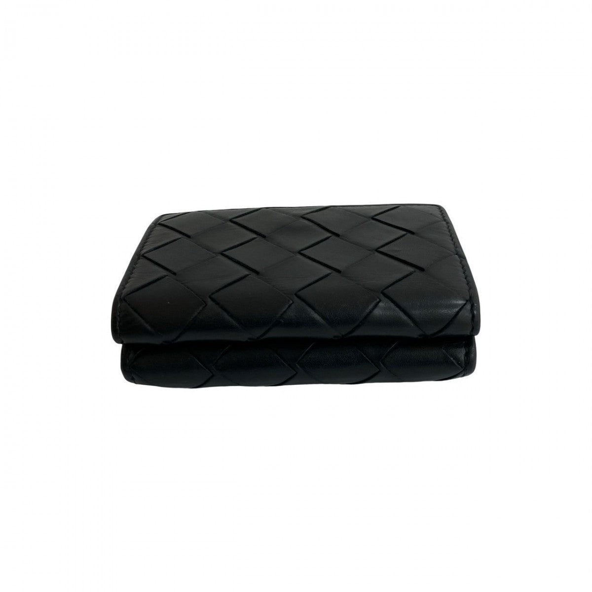 BOTTEGAVENETA Tri-fold wallet leather black INTRECCIATO Women