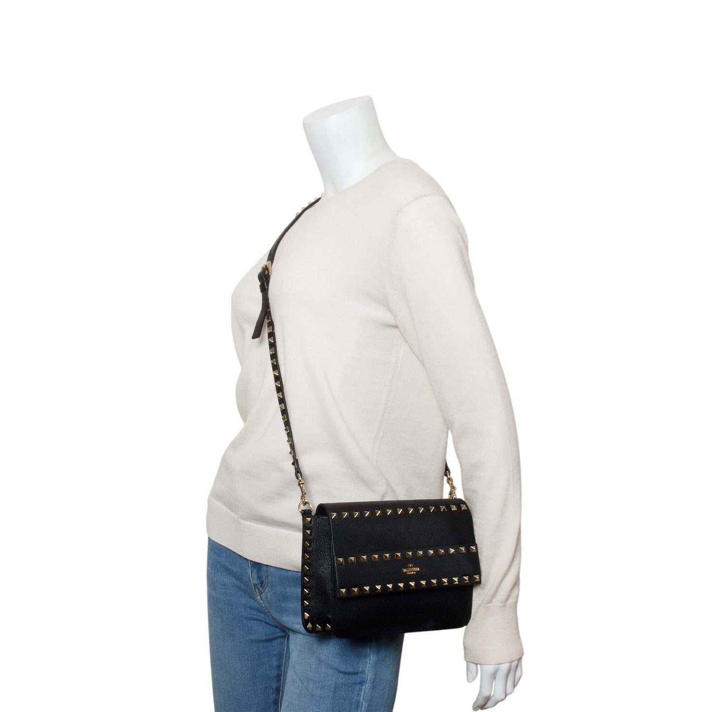 Valentino Garavani Black Small Leather Rockstud Bag