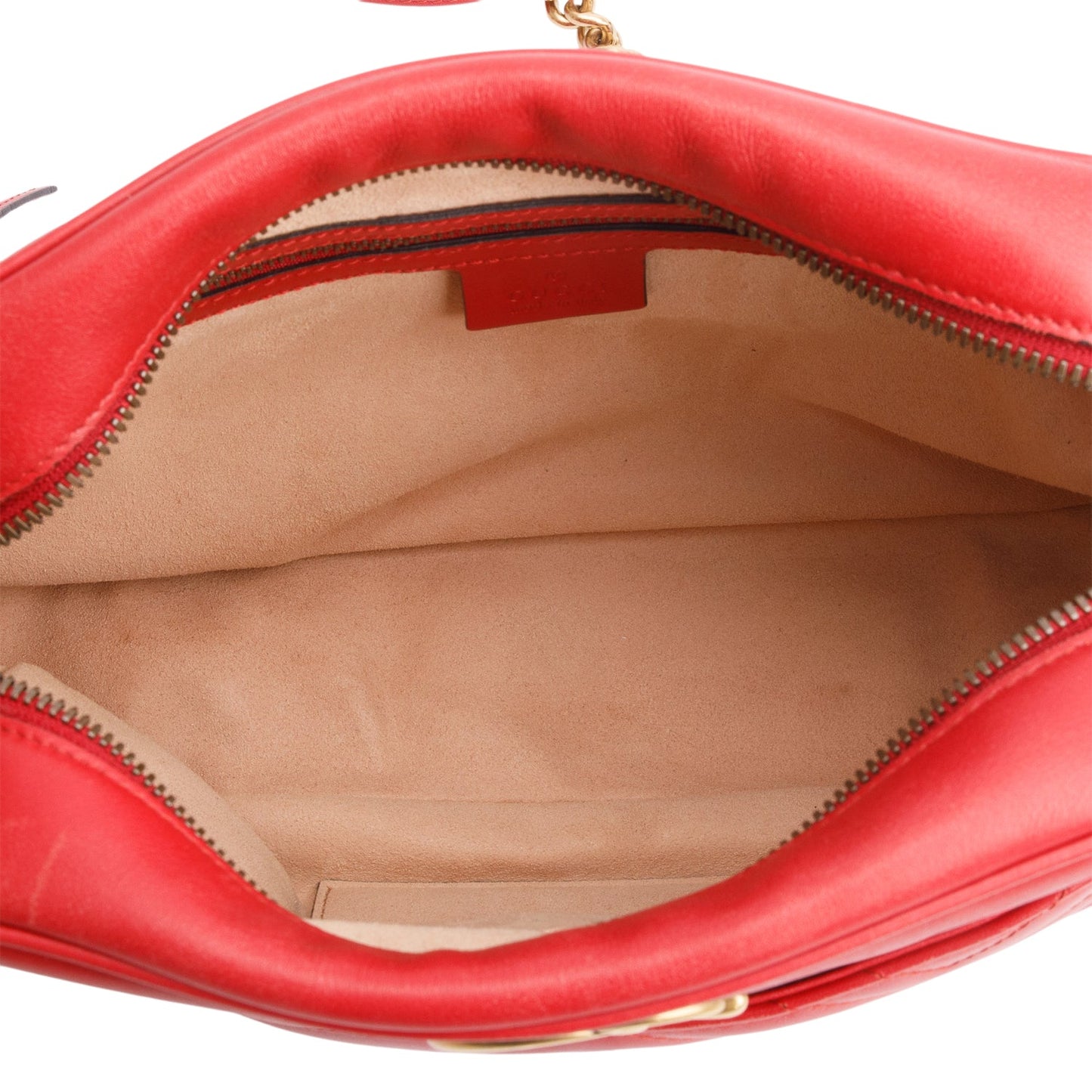 Gucci Red Calfskin Medium GG Marmont Chain Shoulder Bag