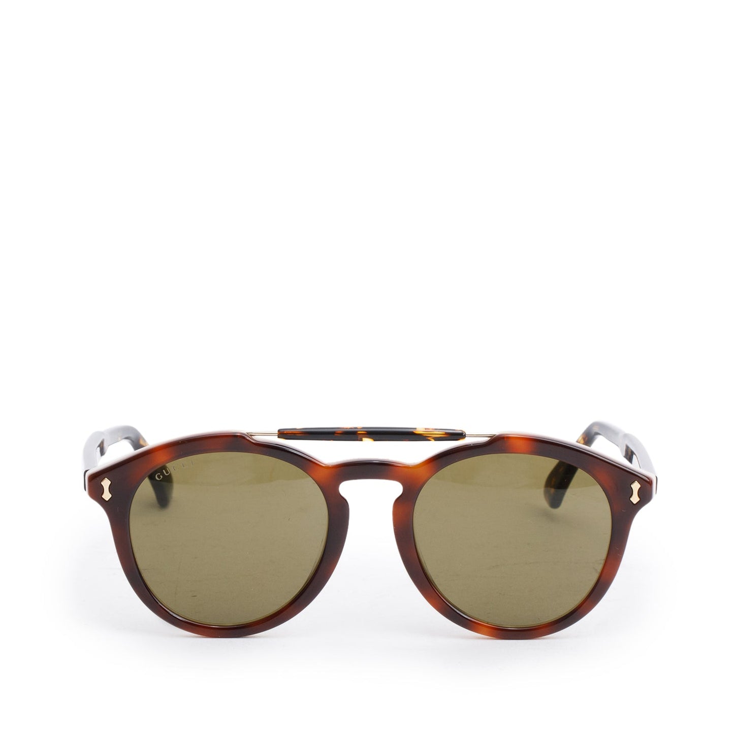 Gucci GG0124SA Tortoise Acetate Round Avana Sunglasses