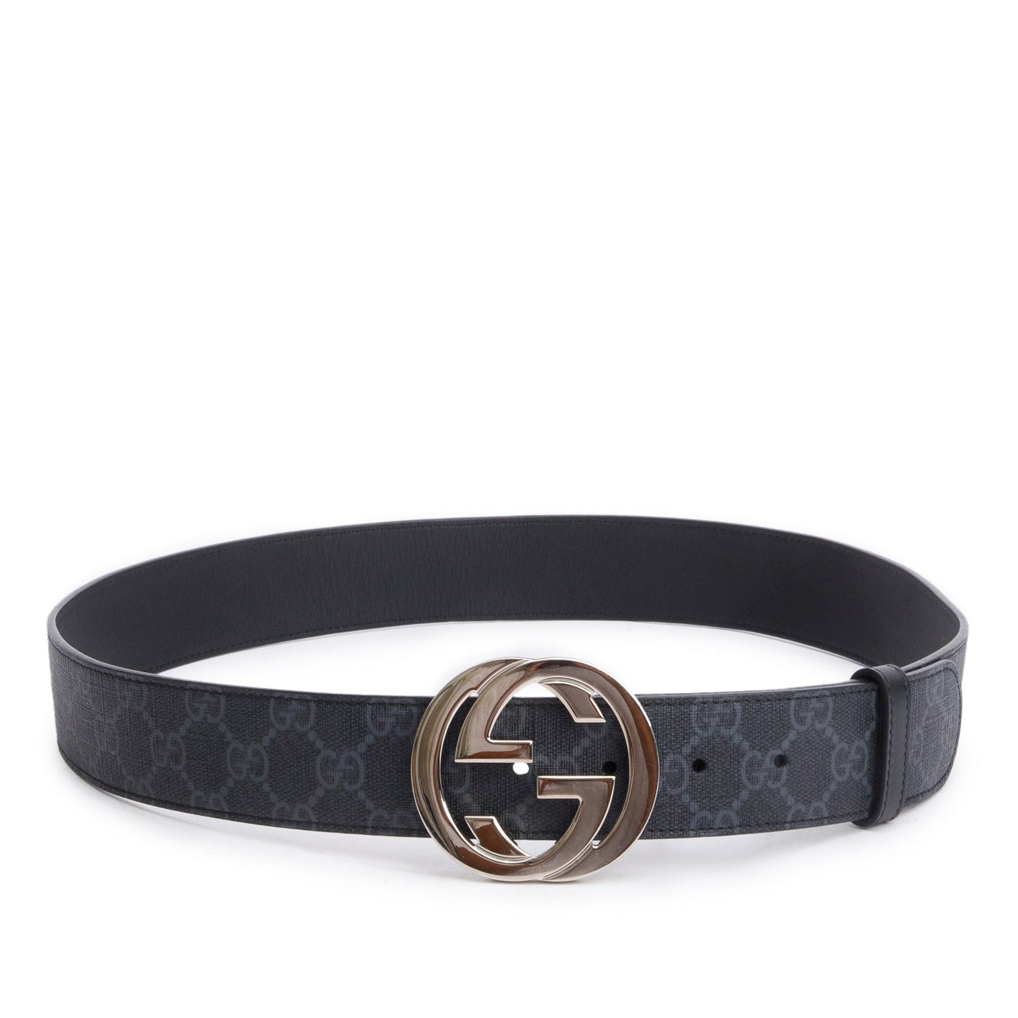 Gucci Black GG Supreme Canvas Wide Belt with Interlocking G Buckle 95 38