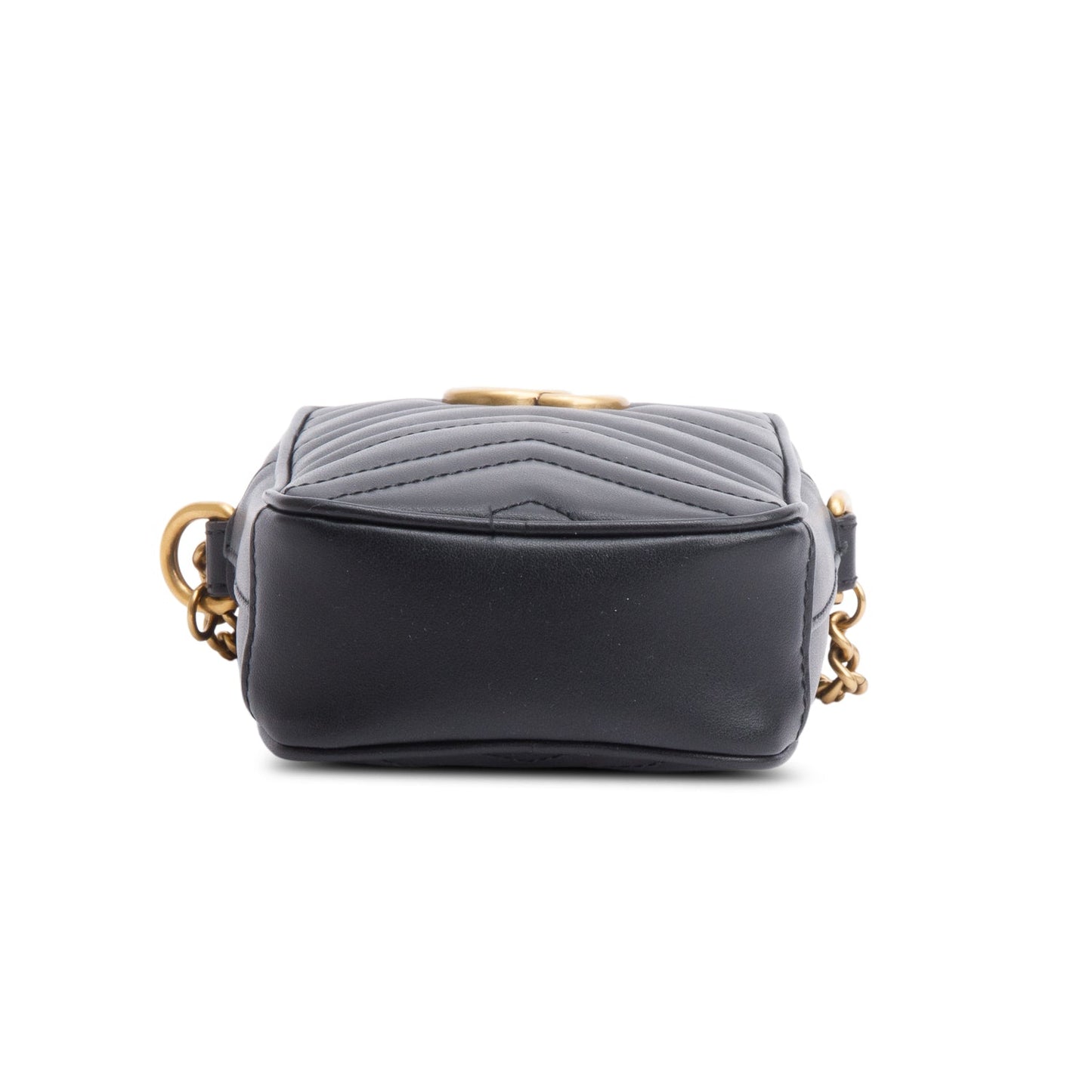 Gucci Black Matelasse Calfskin Leather Mini GG Marmont Crossbody Bag