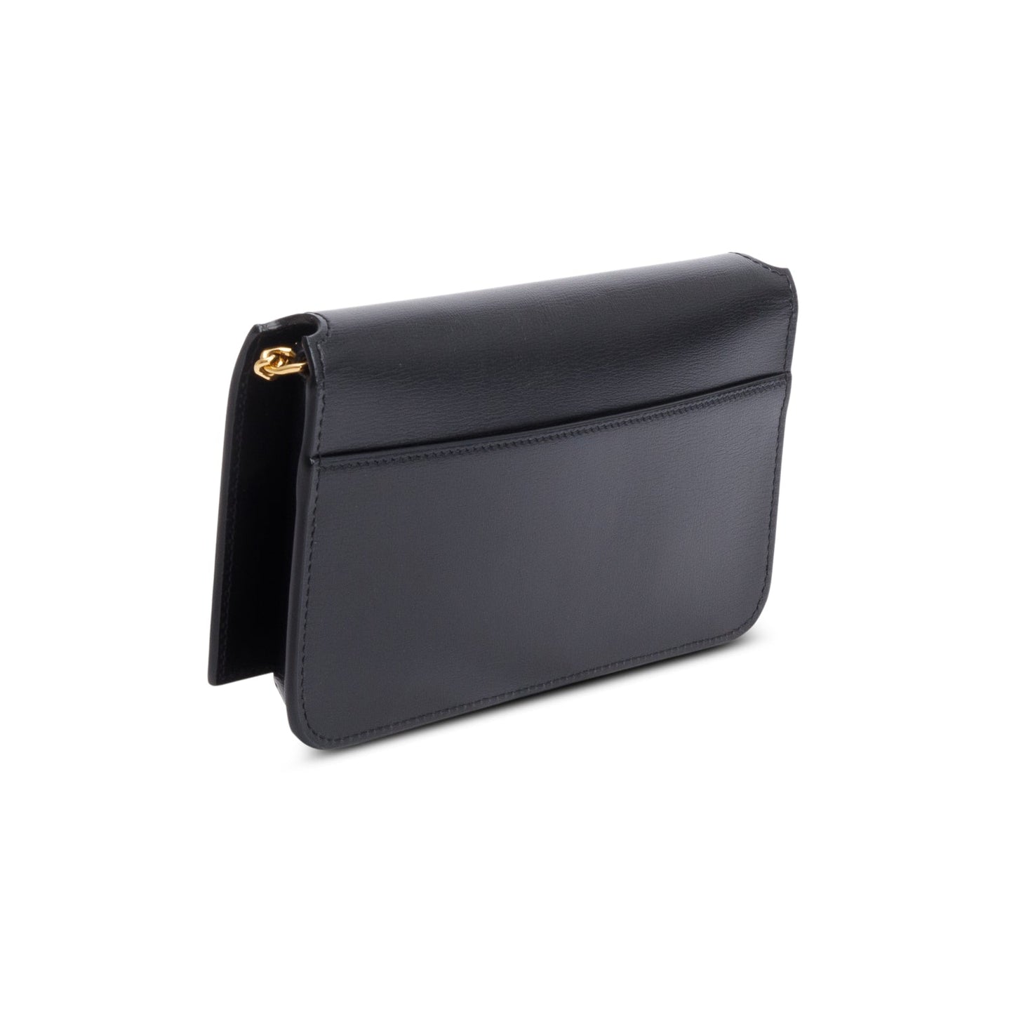Saint Laurent Black Smooth Calfskin Leather Cassandre Phone Holder