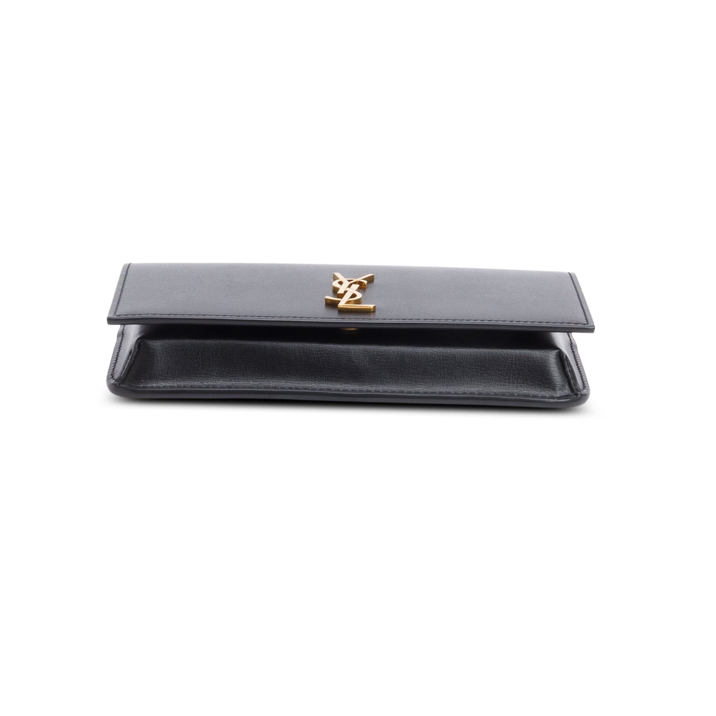 Saint Laurent Black Smooth Calfskin Leather Cassandre Phone Holder