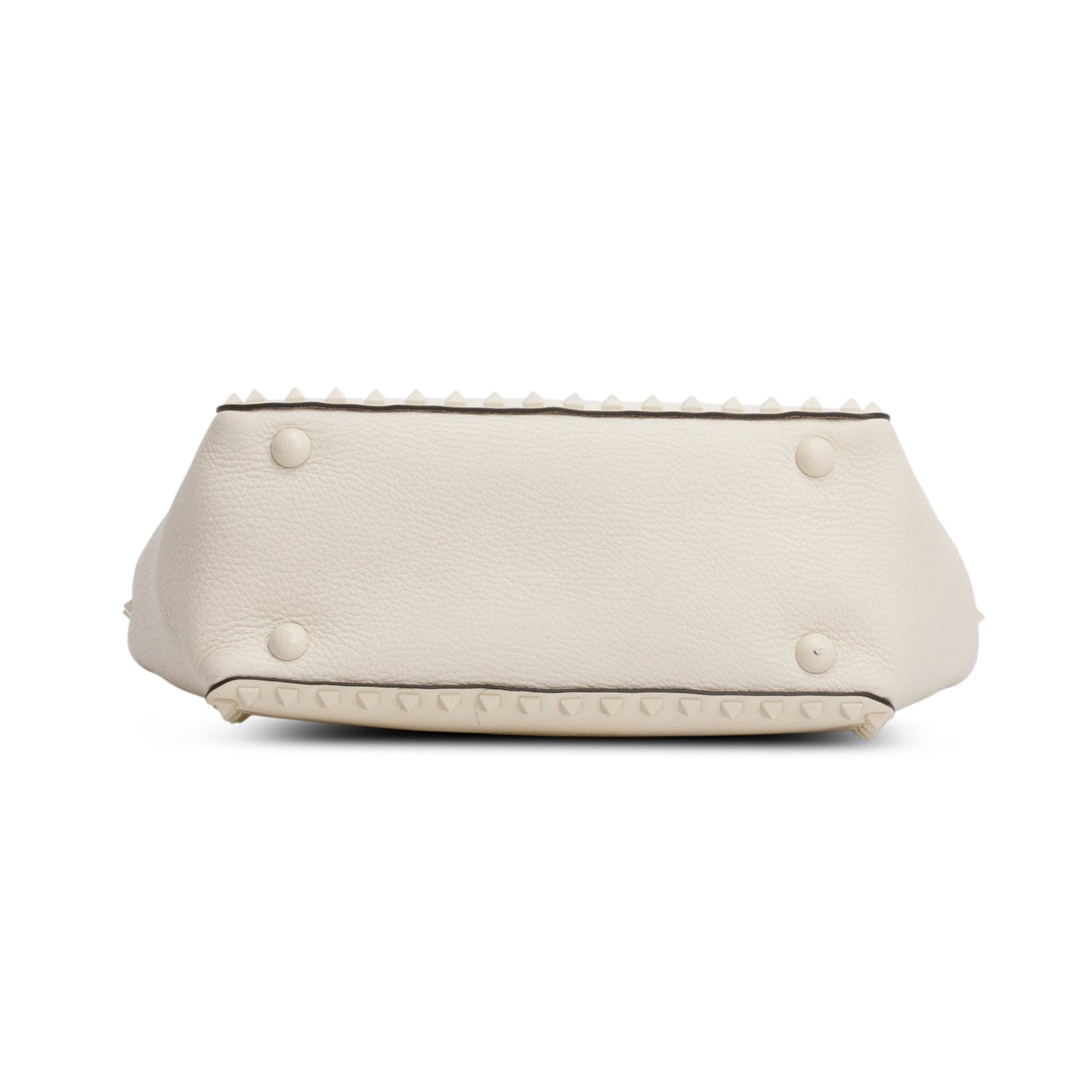 Valentino White Patent & Calfskin Leather Small Rockstud Tote Bag