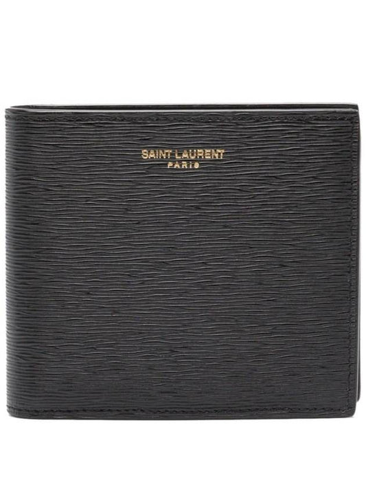 Luxury Saint Laurent Trending 2025 East West Leather Half Wallet Black
