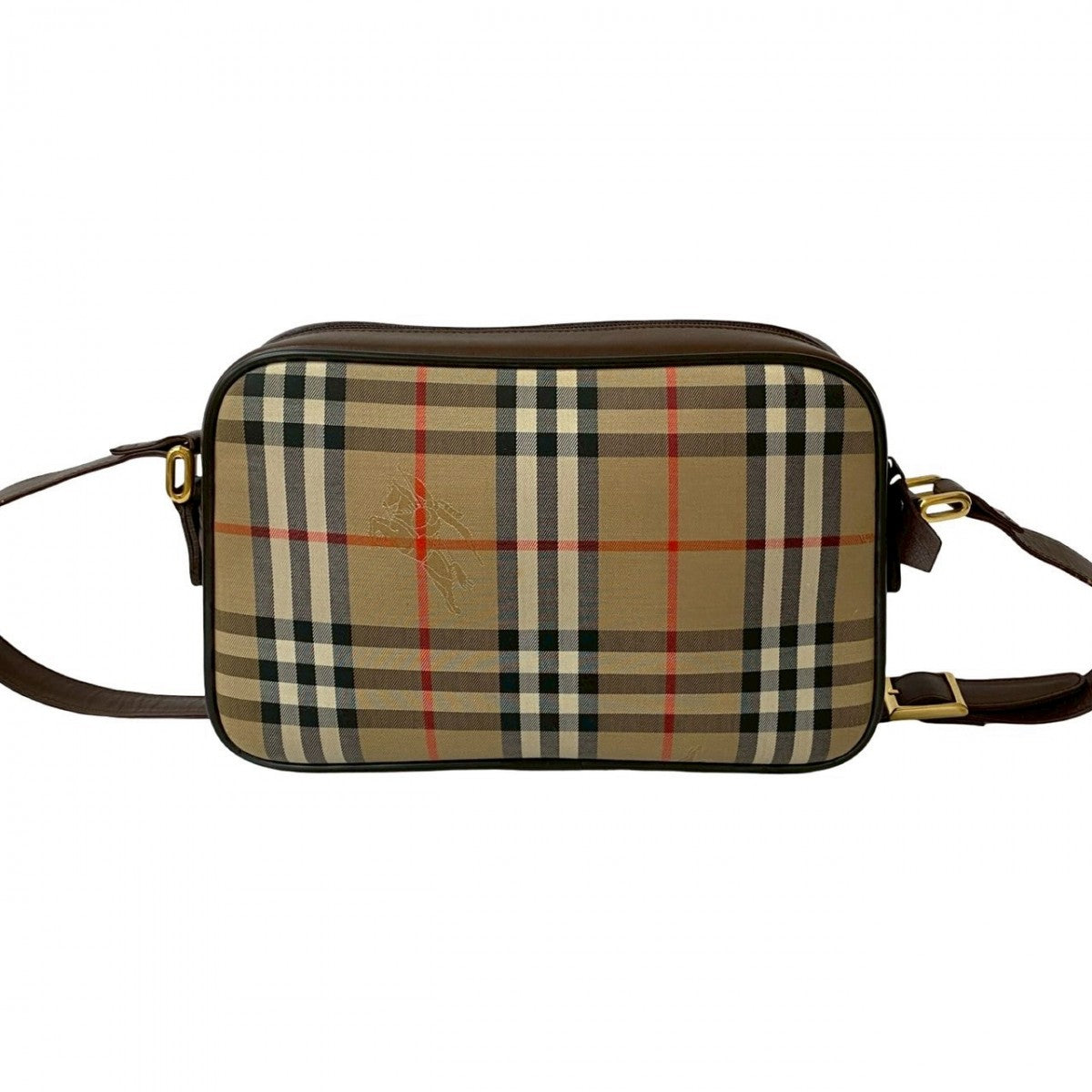 BURBERRY Shoulder Bag Canvas, Leather Brown Nova Check Pattern Shadow Horse logo Women