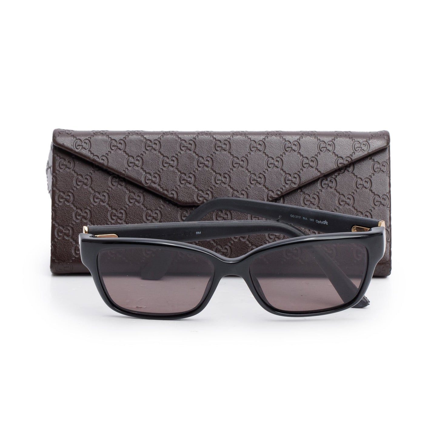 Gucci GG3717 Black Havana Optyl Interlocking G Square Sunglasses