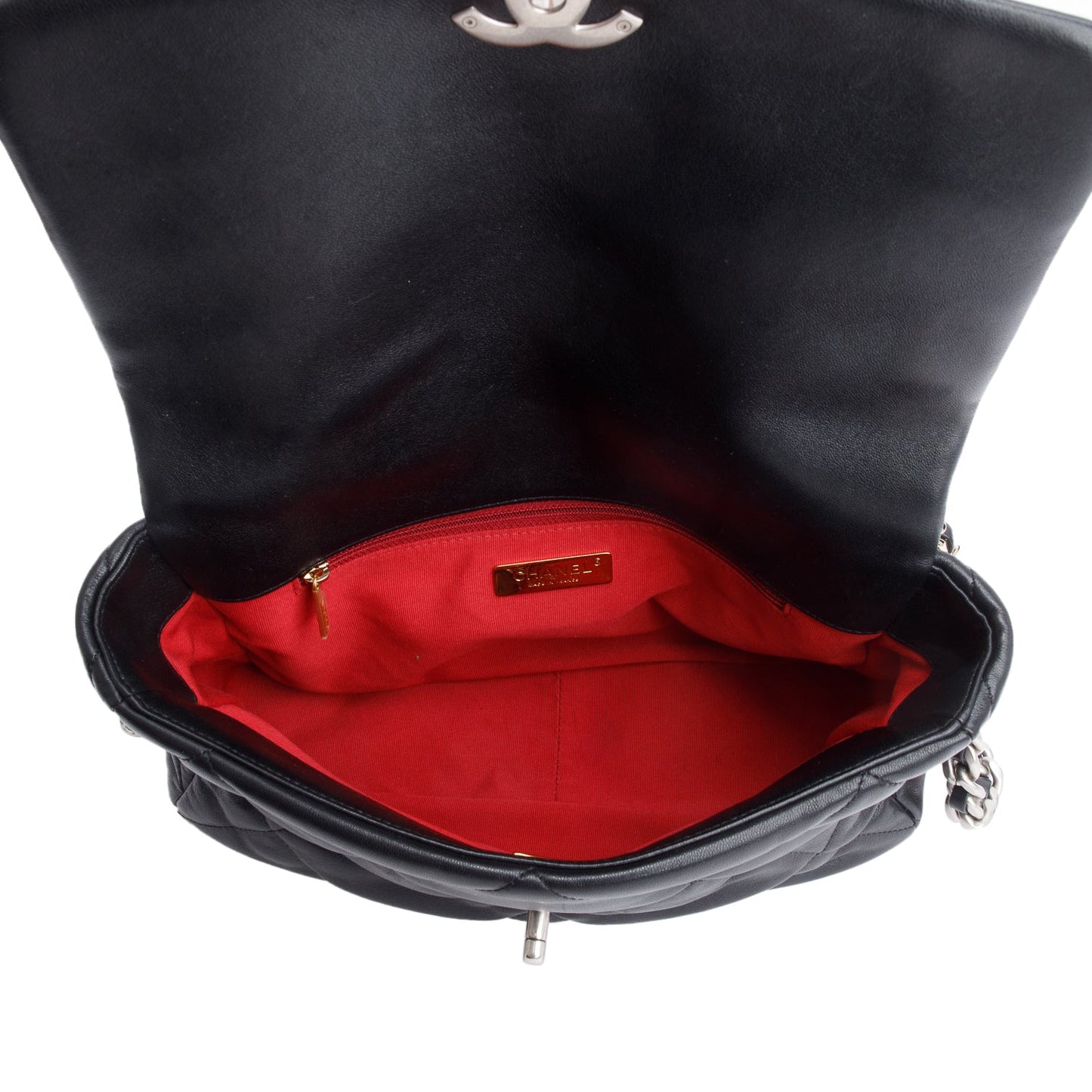 Chanel 2022 Black Lambskin Quilted Large 19 Flap Bag