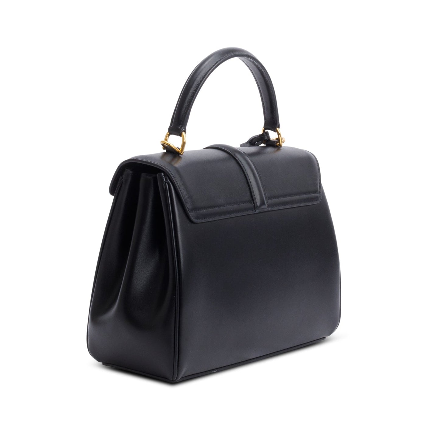 Celine 2023 Black Satinated Calfskin Small 16 Top Handle Bag