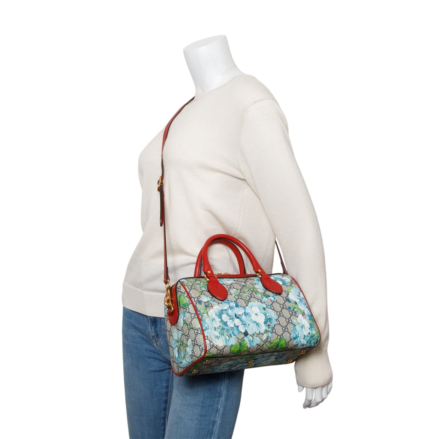 Gucci GG Supreme Monogram Blooms Small Boston Bag