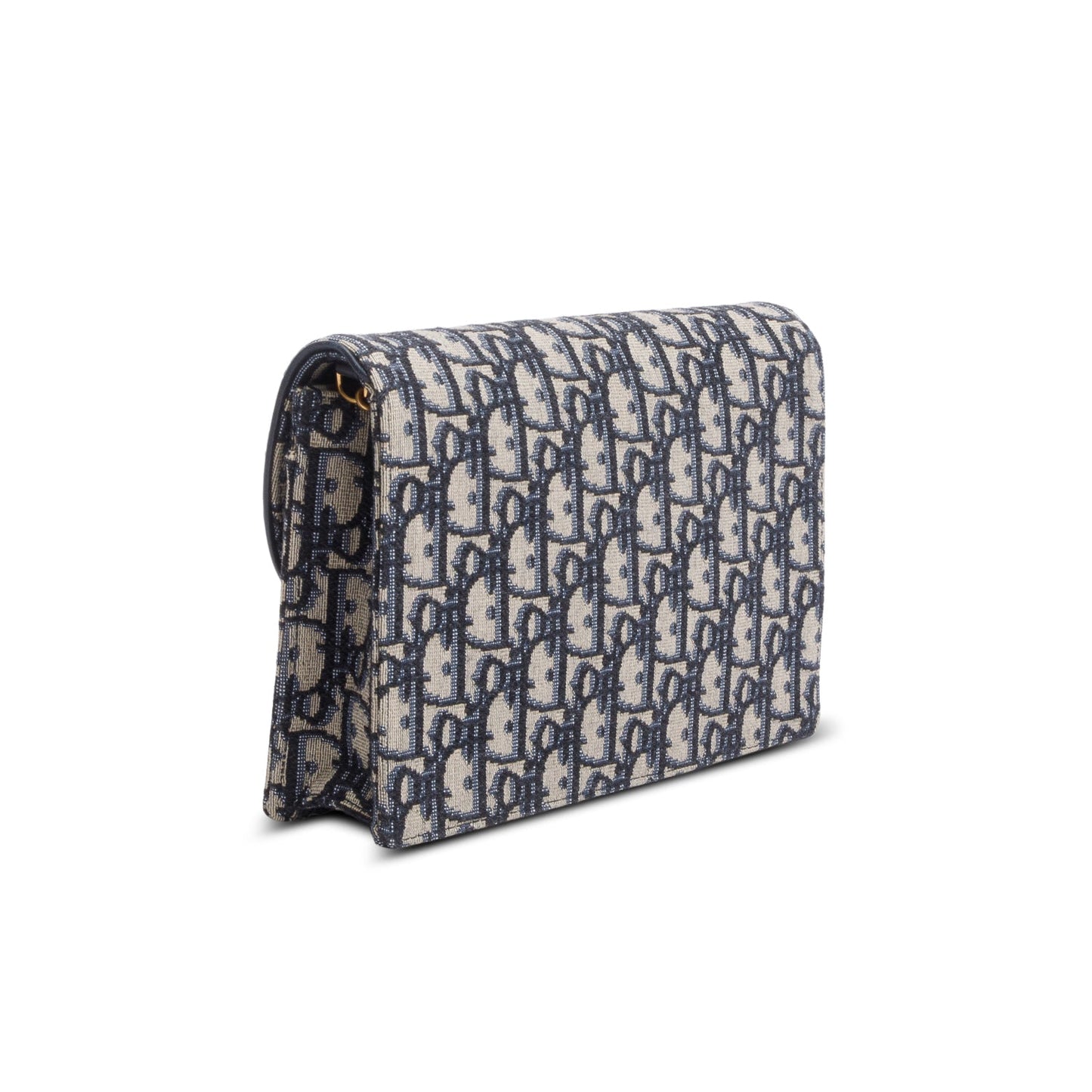Christian Dior 2021 Blue Oblique Medium Saddle Pouch with Chain