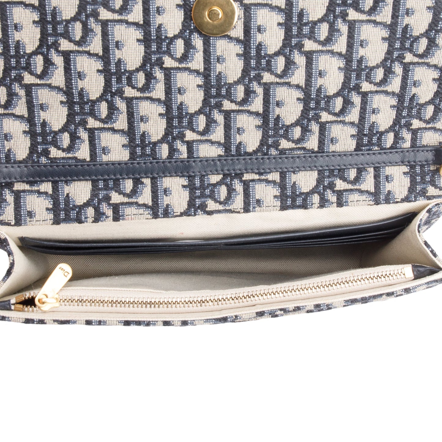 Christian Dior 2021 Blue Oblique Medium Saddle Pouch with Chain