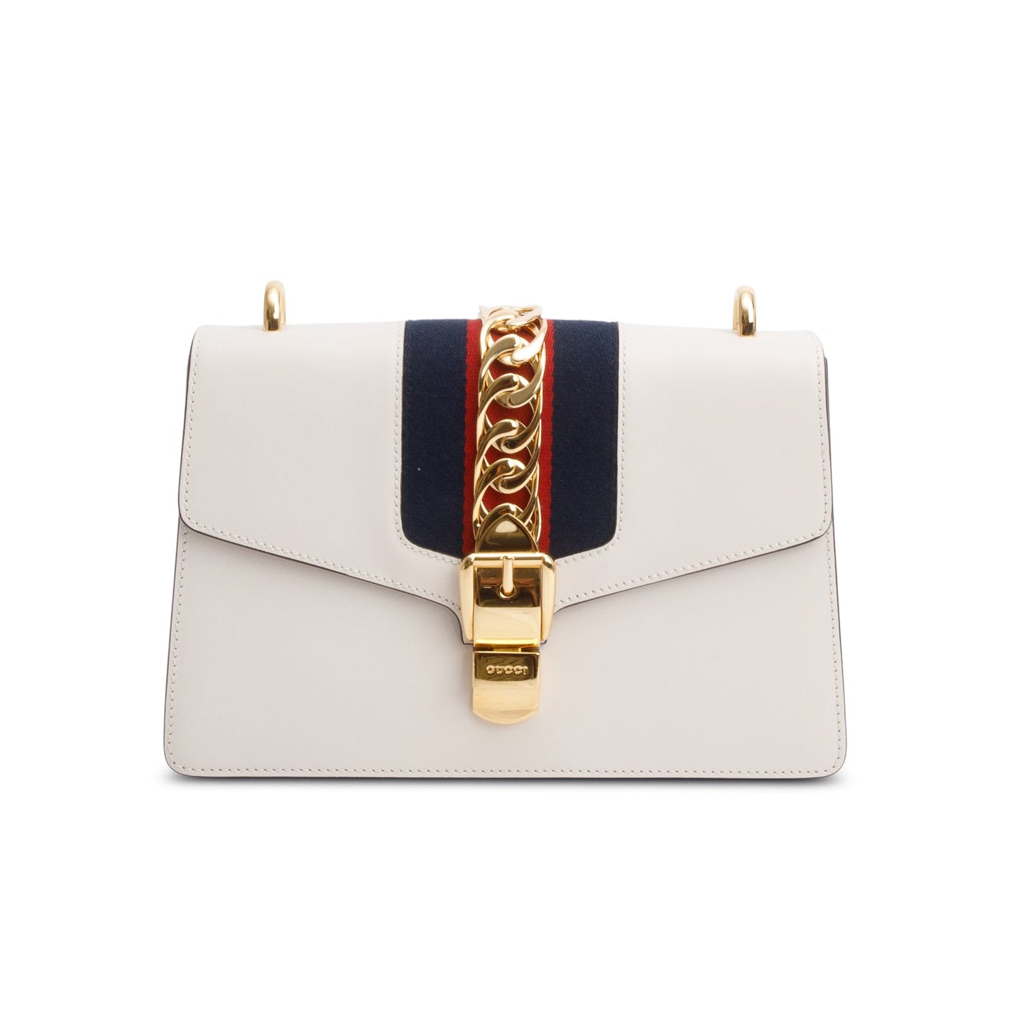Gucci White Calfskin Leather Small Sylvie Shoulder Bag