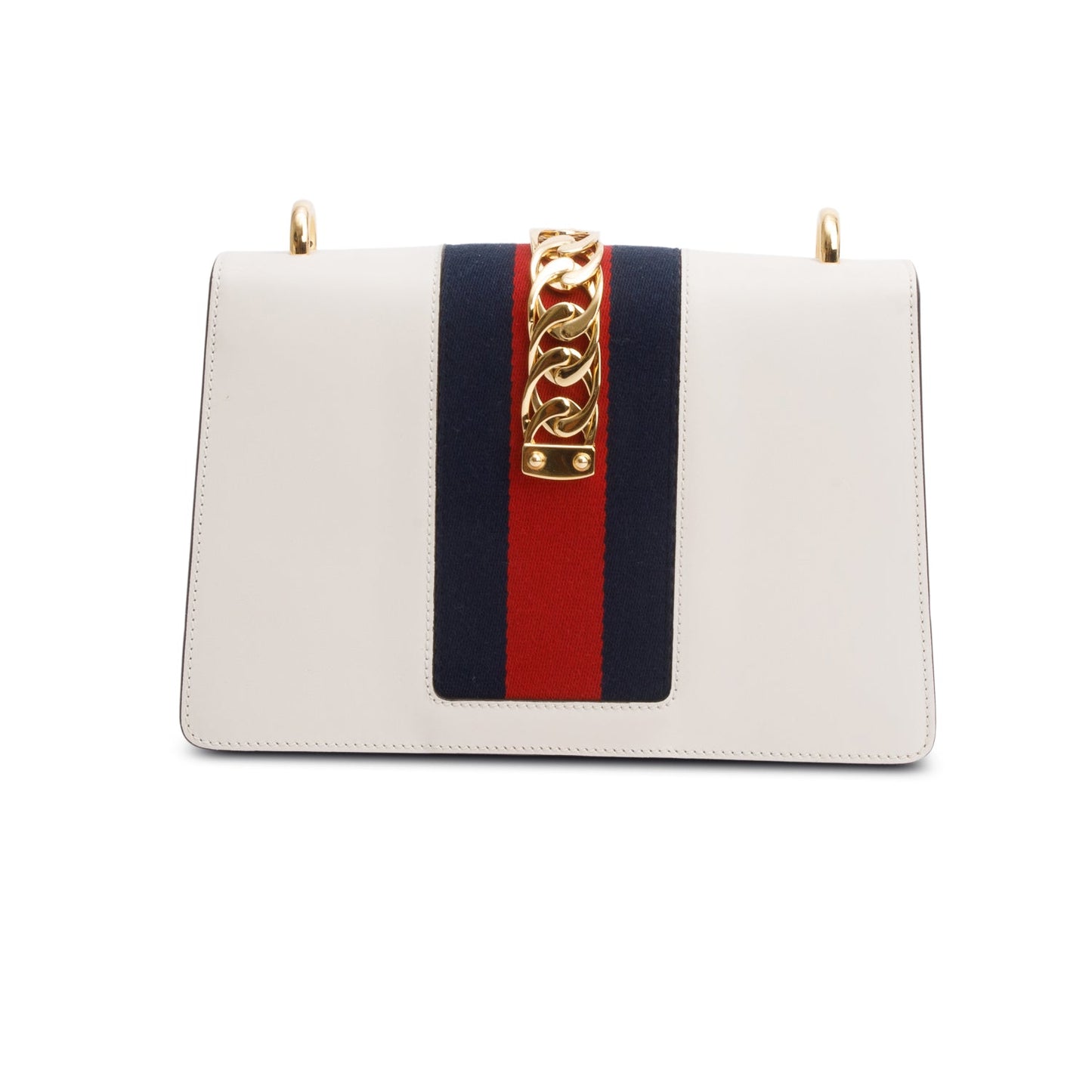 Gucci White Calfskin Leather Small Sylvie Shoulder Bag